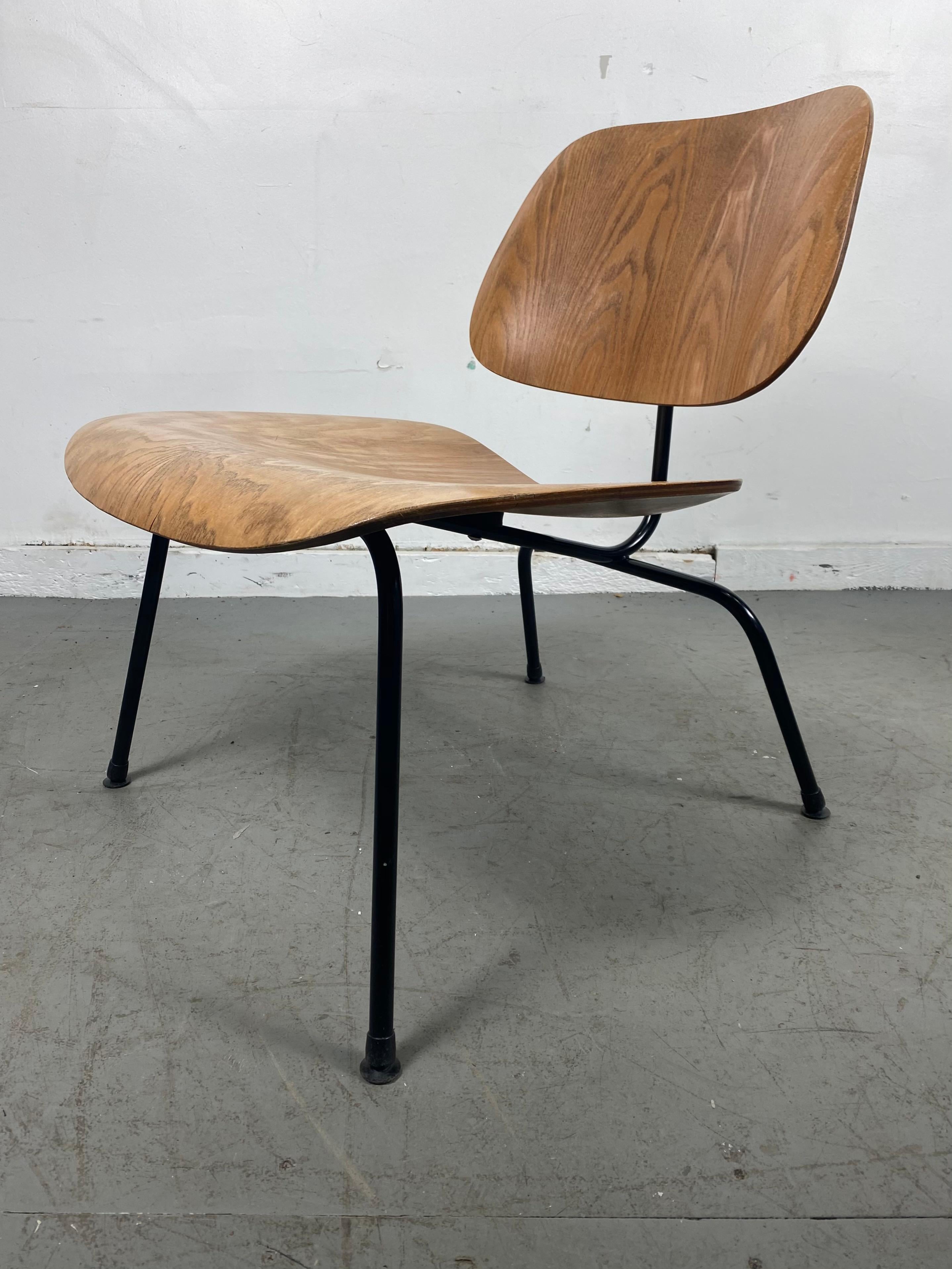 Early Eames LCM Lounge Chair, Herman Miller, USA, 1950s, Ash/ Black Frame In Good Condition For Sale In Buffalo, NY