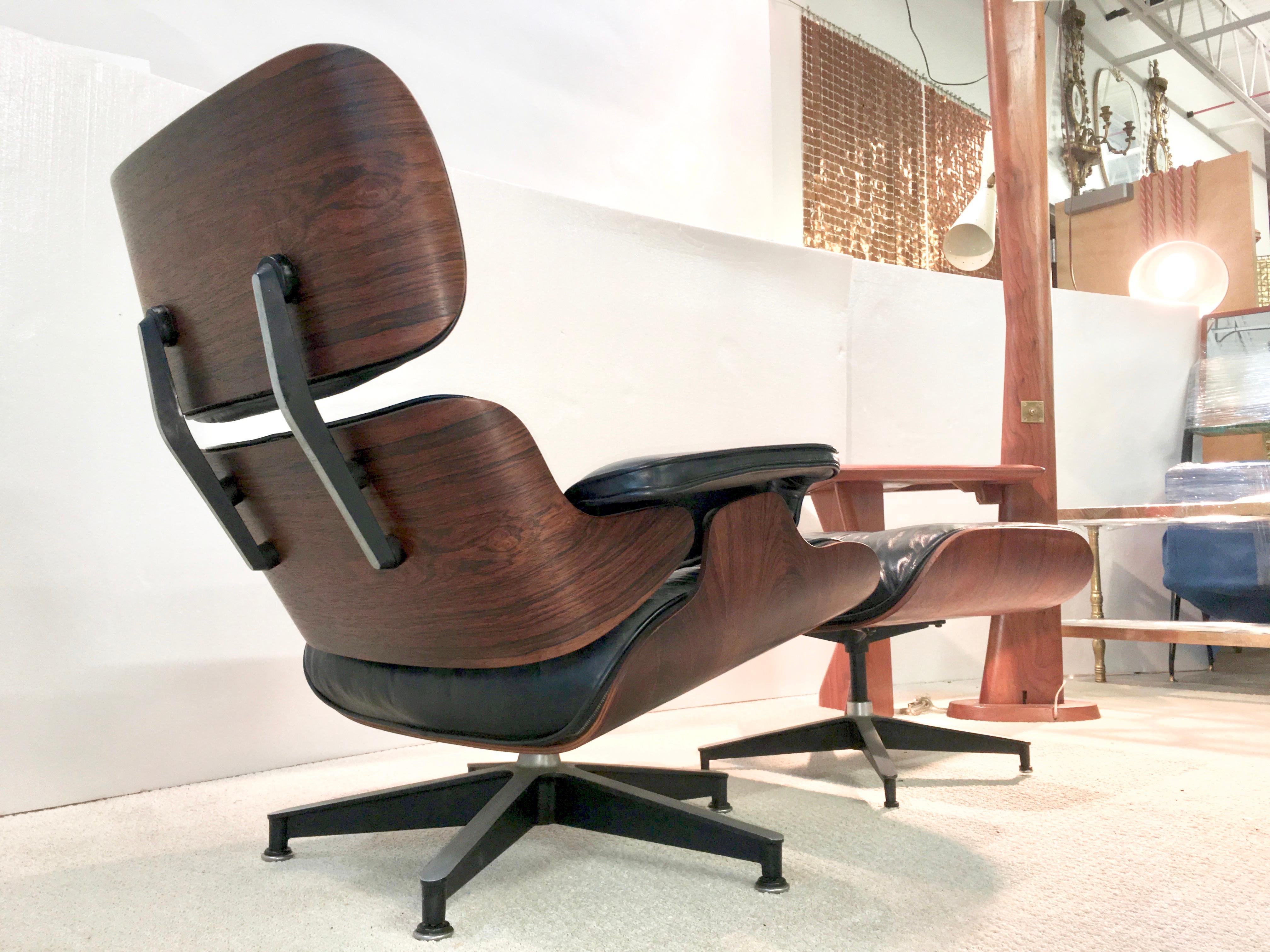Aluminum Early Eames Lounge Chair and Ottoman by Herman Miller