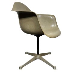 Early Eames PAC  Swivel Armchair w/Greige Fiberglass Shell & Aluminum Base