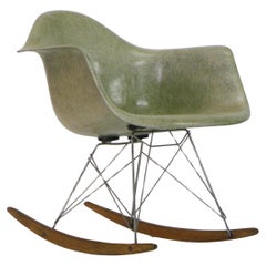 Early Eames RAR Rocking Chair, Seafoam Green Shell by Zenith, Rope Edge, c. 1950