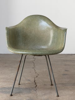 Early Eames Seafoam Rope Edge Fiberglass Armchair by Zenith Herman Miller