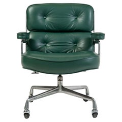 Early Eames Time Life Lobby Desk Chair in Elmo Forest Green Leather