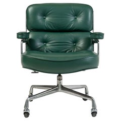 Vintage Early Eames Time Life Lobby Desk Chair in Elmo Forest Green Leather