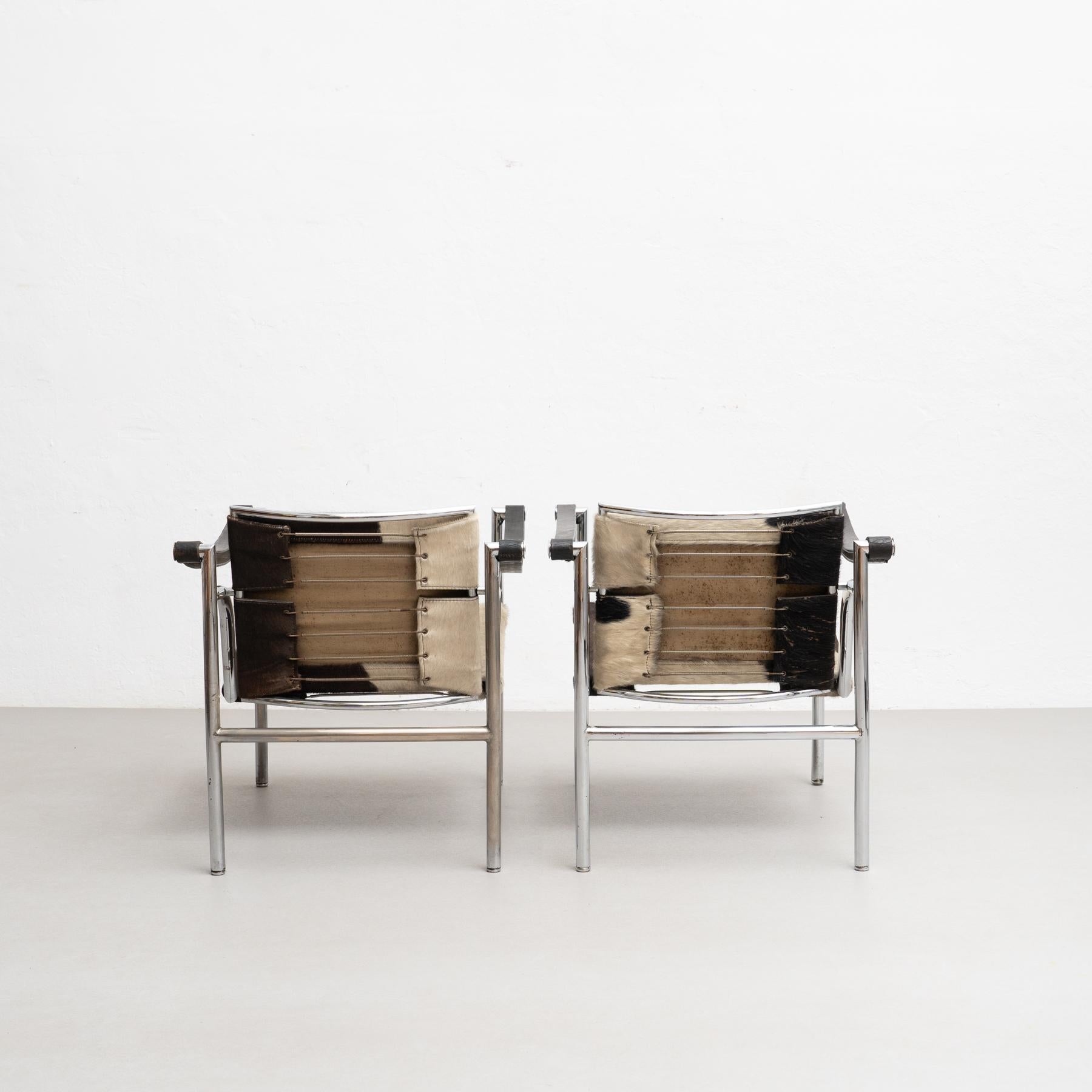 Early Ed. Set aus zwei Lc1-Stühlen von Le Corbusier, Charlotte Perriand von Cassina (Mitte des 20. Jahrhunderts)