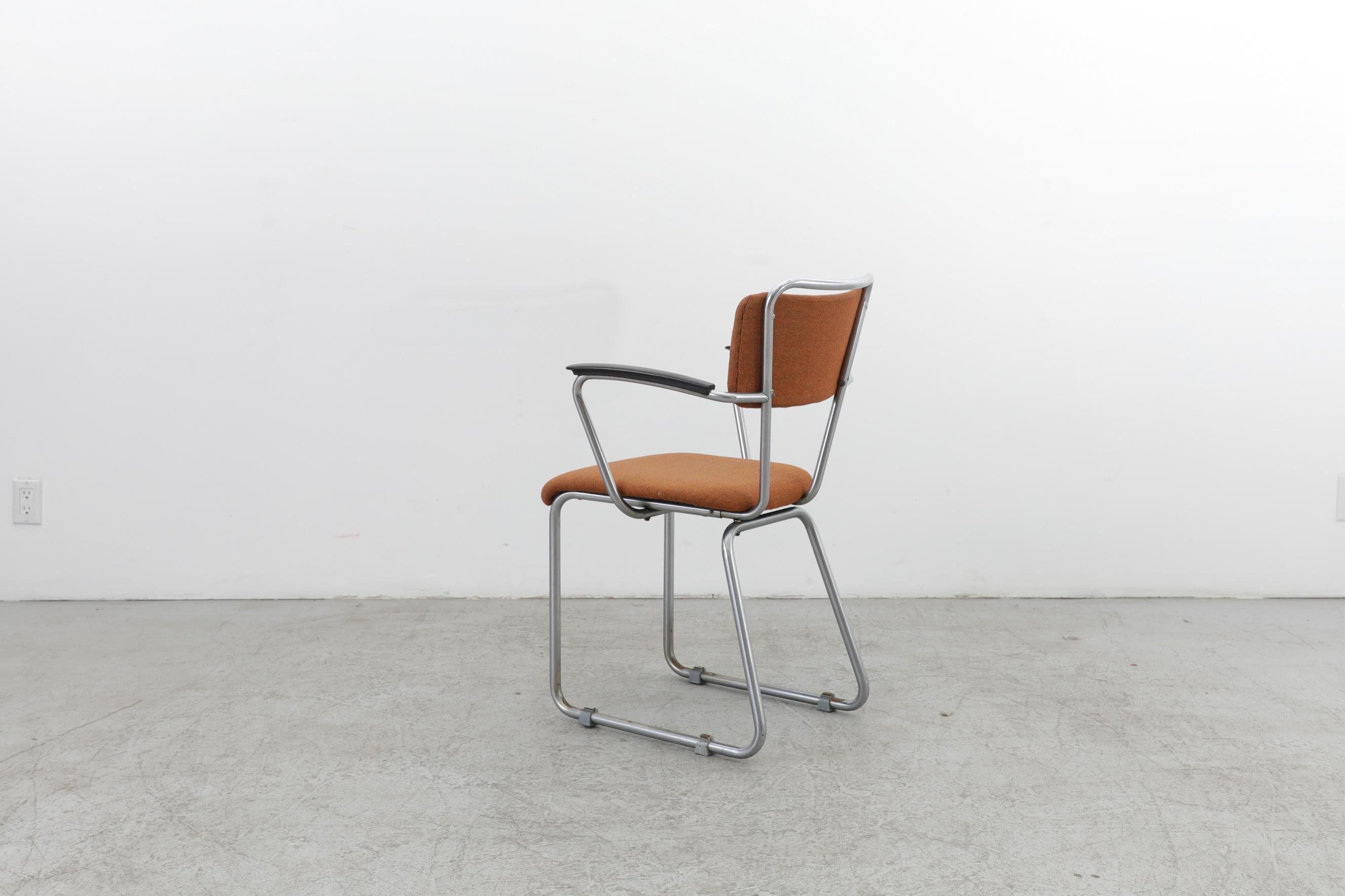 Early Edition Bauhaus Style Tubular Armchair by Gispen In Good Condition In Los Angeles, CA