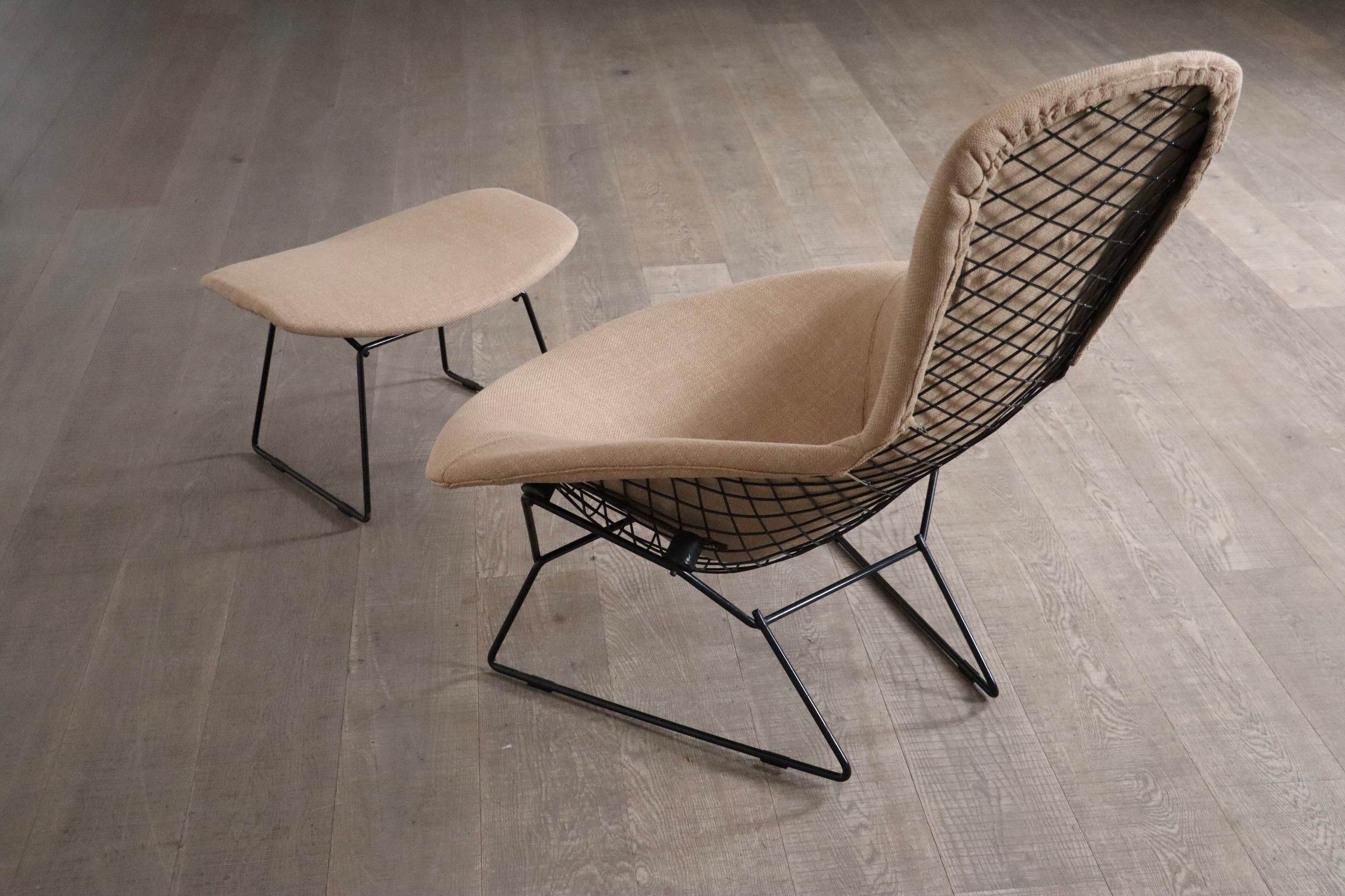 Early Edition Bird Chair With Ottoman By Harry Bertoia For Knoll, Italy 1960s 5