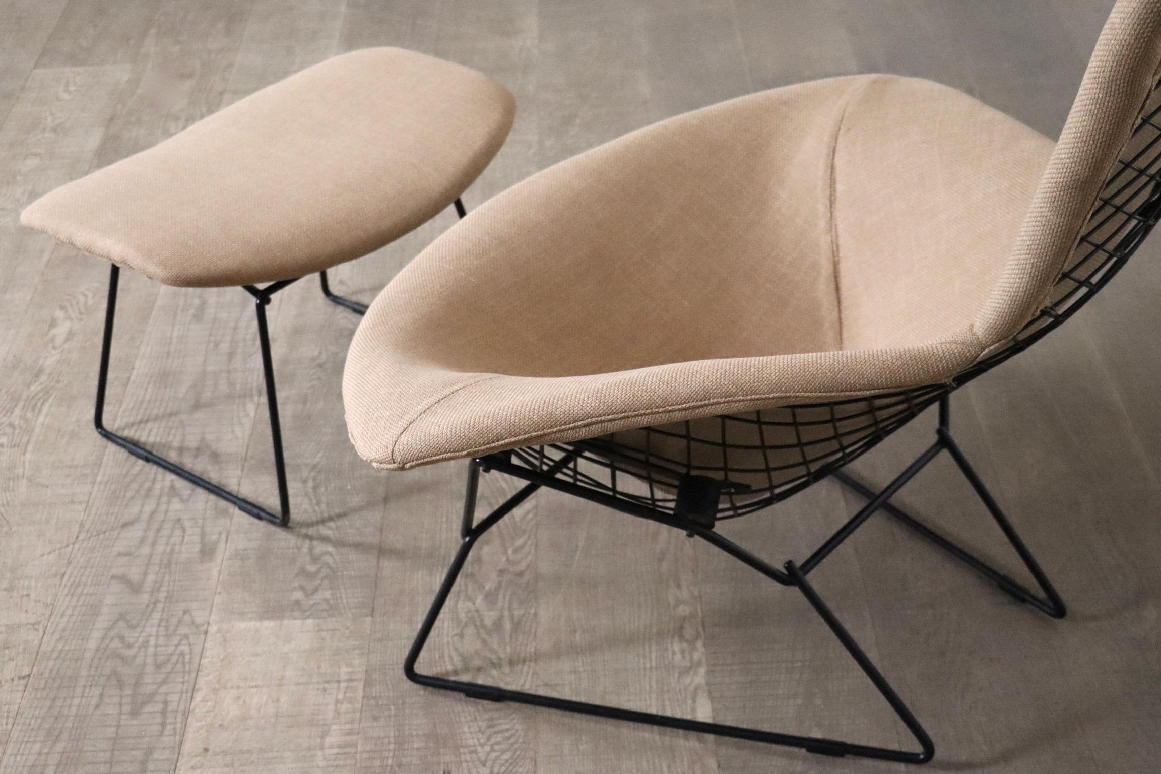 Early Edition Bird Chair With Ottoman By Harry Bertoia For Knoll, Italy 1960s In Good Condition In ABCOUDE, UT