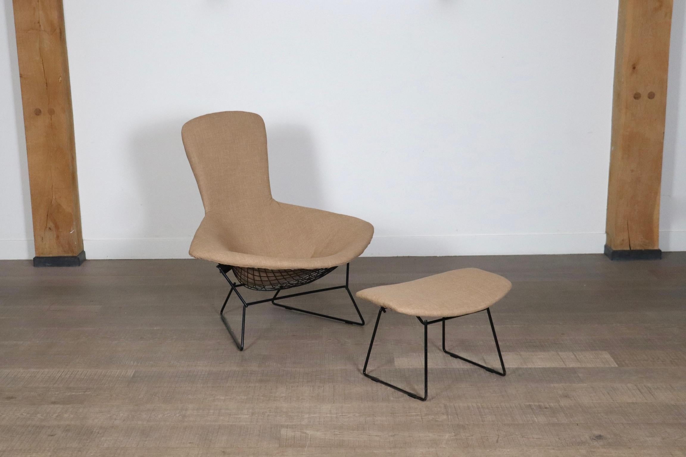 Mid-20th Century Early Edition Bird Chair With Ottoman By Harry Bertoia For Knoll, Italy 1960s