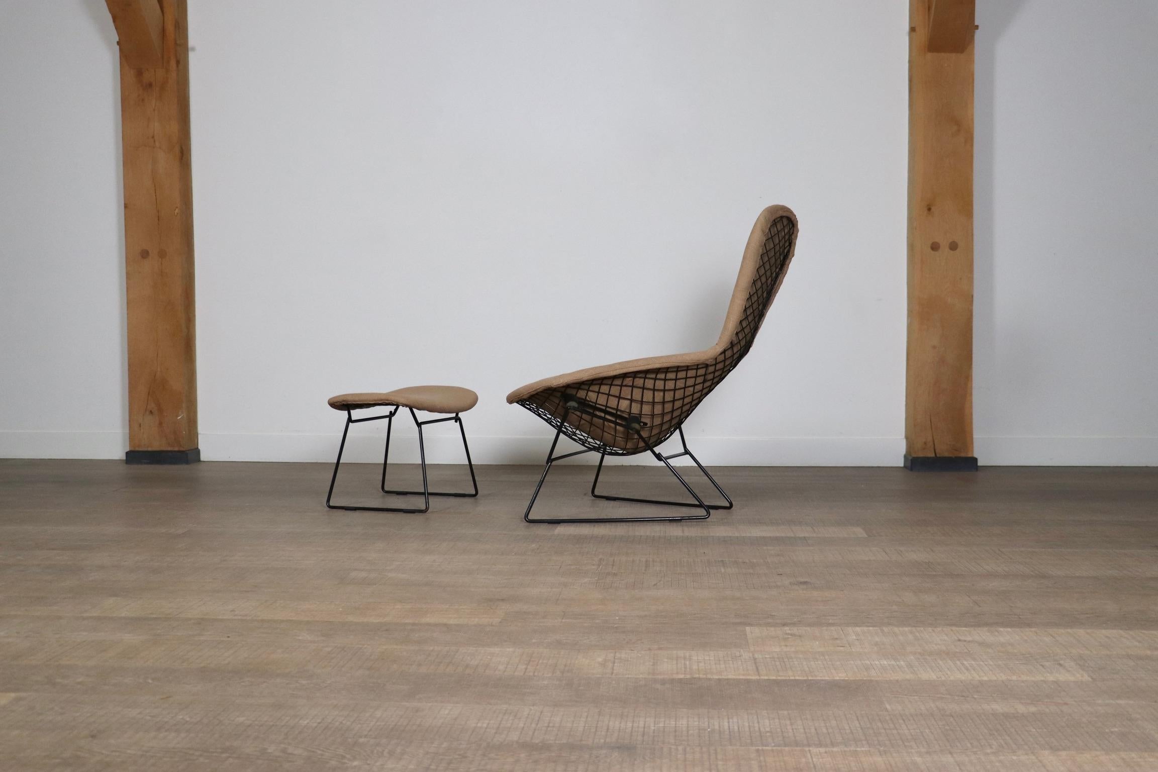 Early Edition Bird Chair With Ottoman By Harry Bertoia For Knoll, Italy 1960s 1