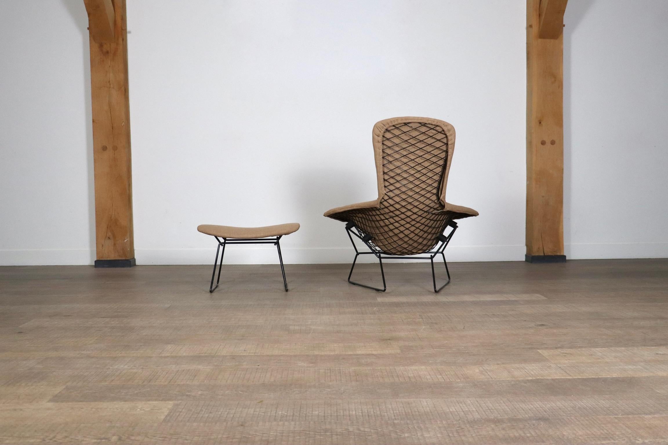 Early Edition Bird Chair With Ottoman By Harry Bertoia For Knoll, Italy 1960s 2