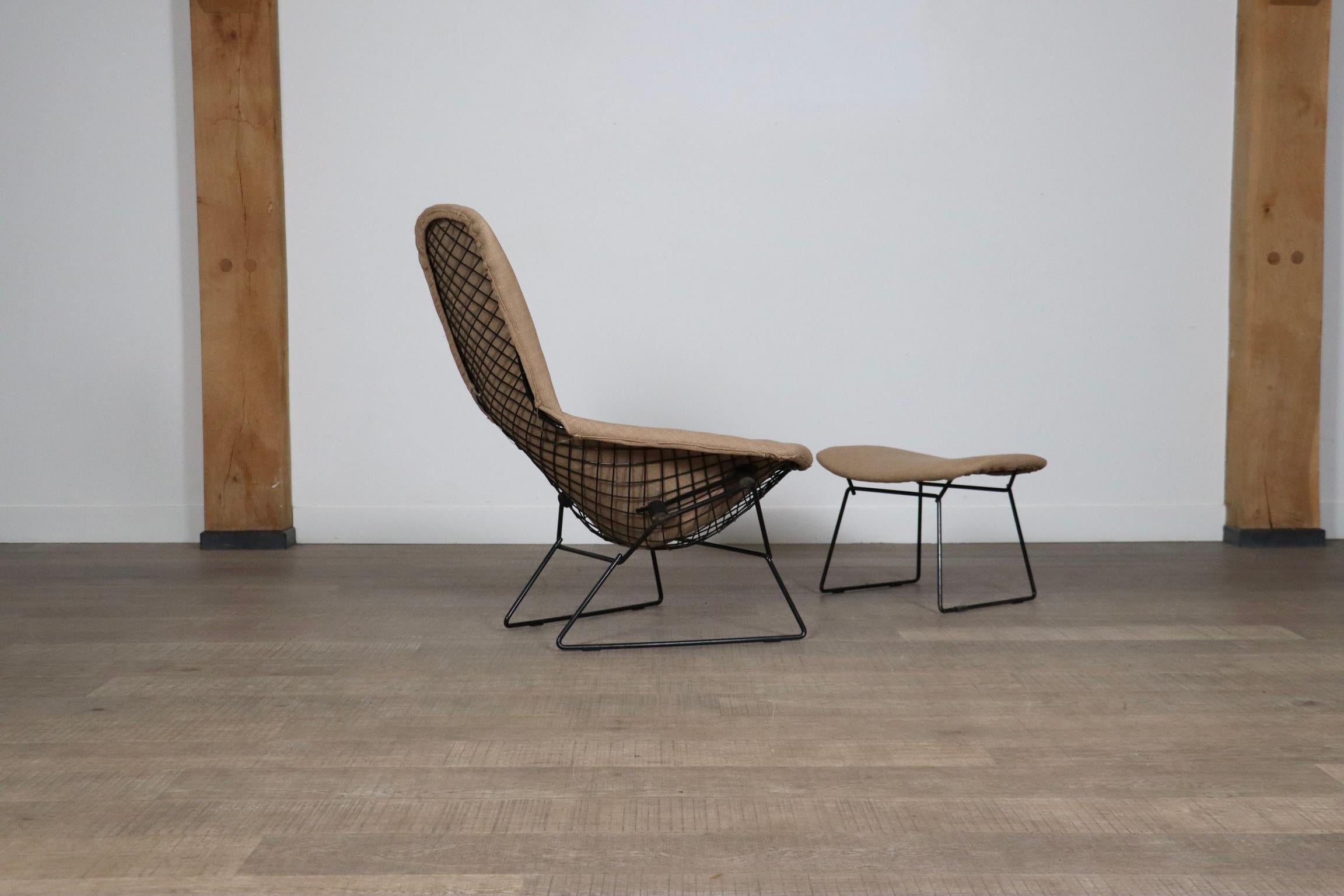Early Edition Bird Chair With Ottoman By Harry Bertoia For Knoll, Italy 1960s 4