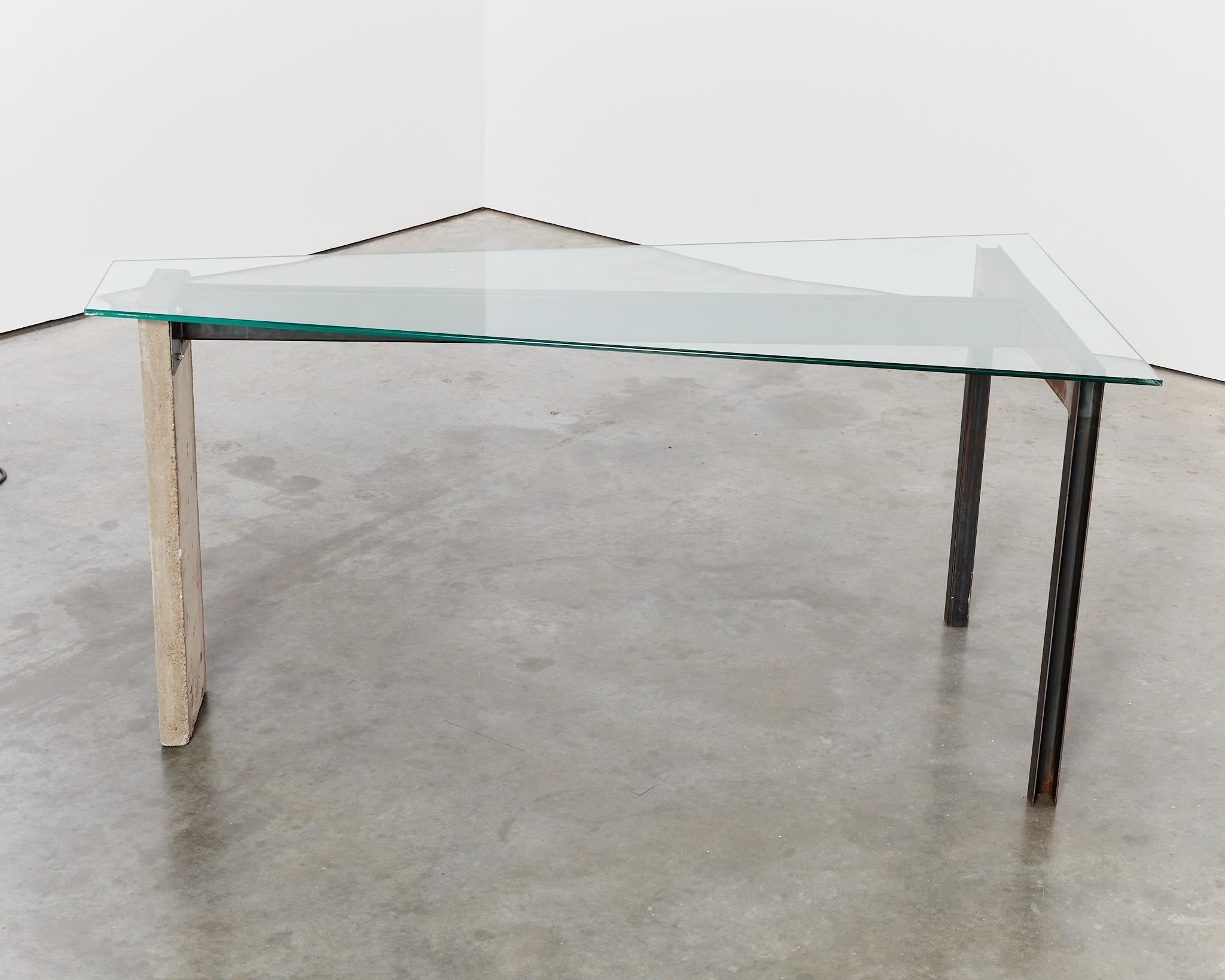 Early edition brutalist concrete steel desk by Jonas Bohlin For Sale 3
