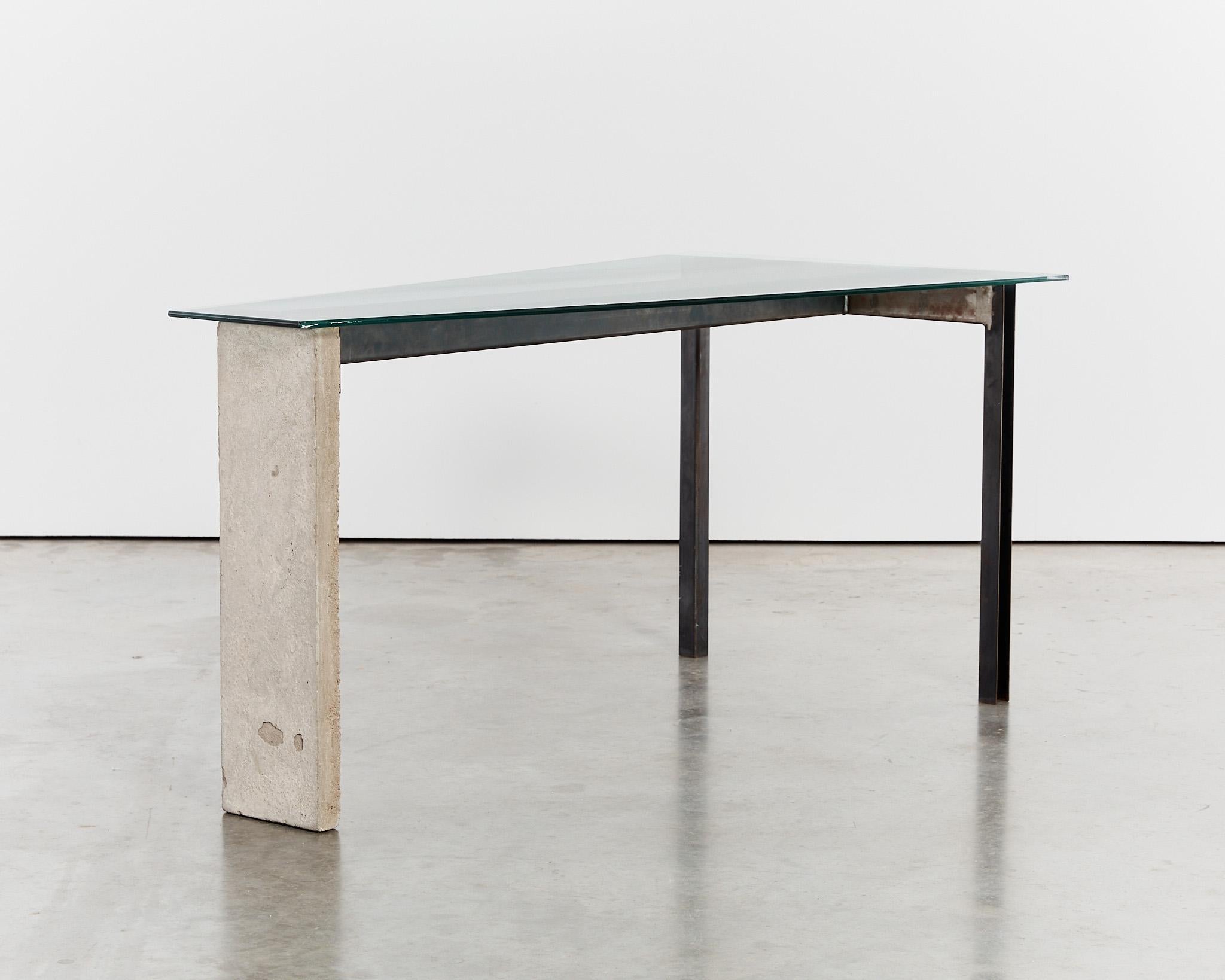 Swedish Early edition brutalist concrete steel desk by Jonas Bohlin For Sale