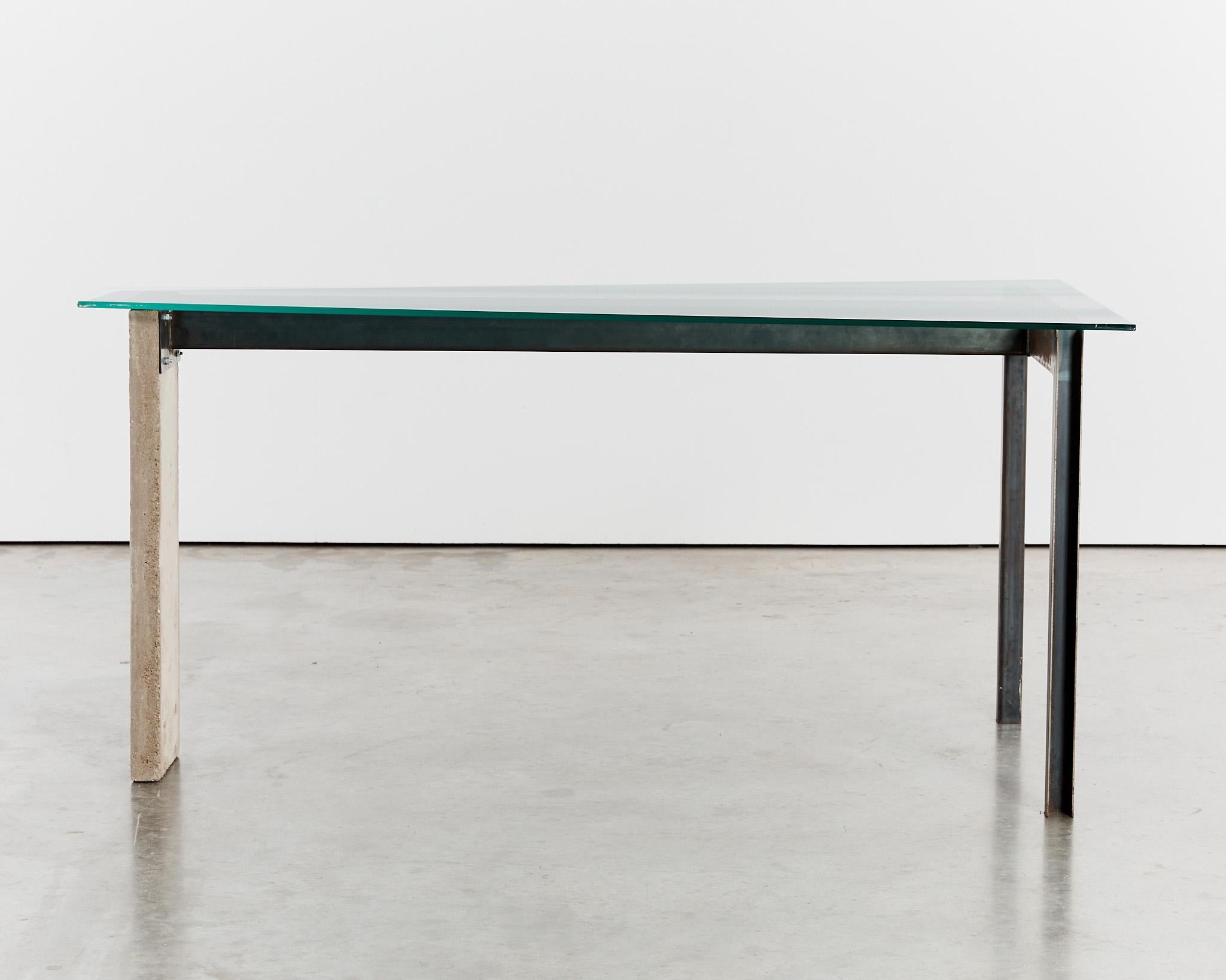 Early edition brutalist concrete steel desk by Jonas Bohlin In Good Condition For Sale In London, GB