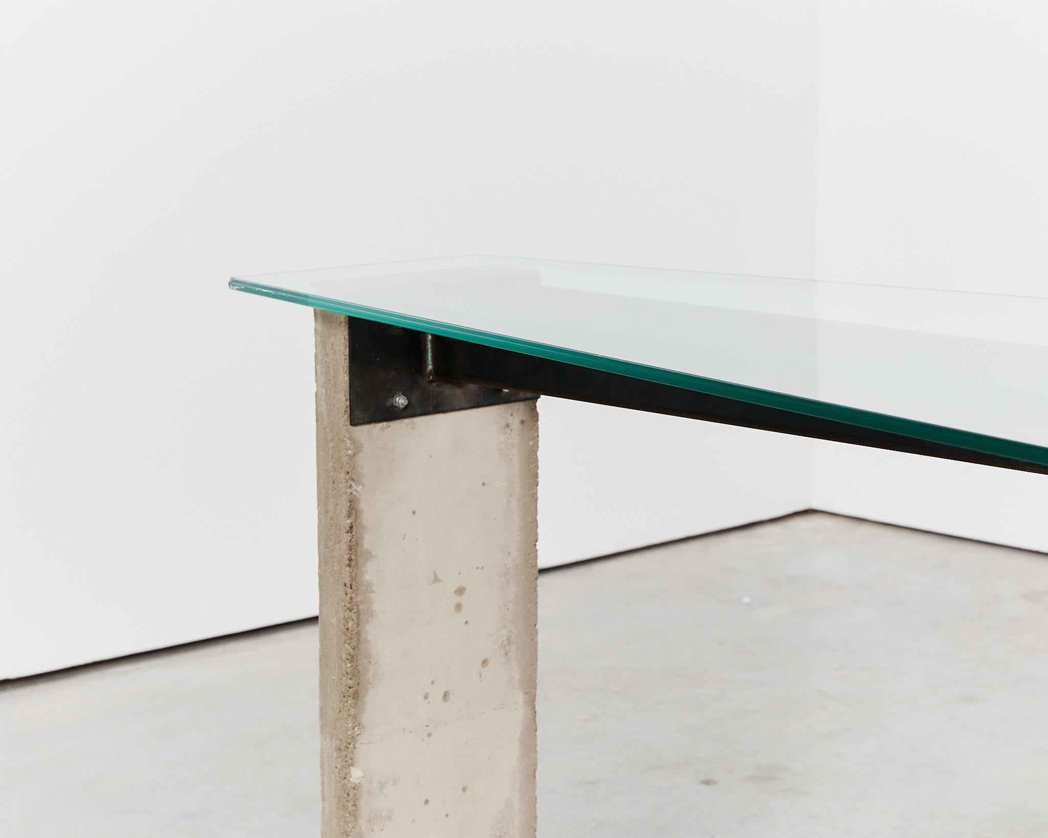 Early edition brutalist concrete steel desk by Jonas Bohlin For Sale 1