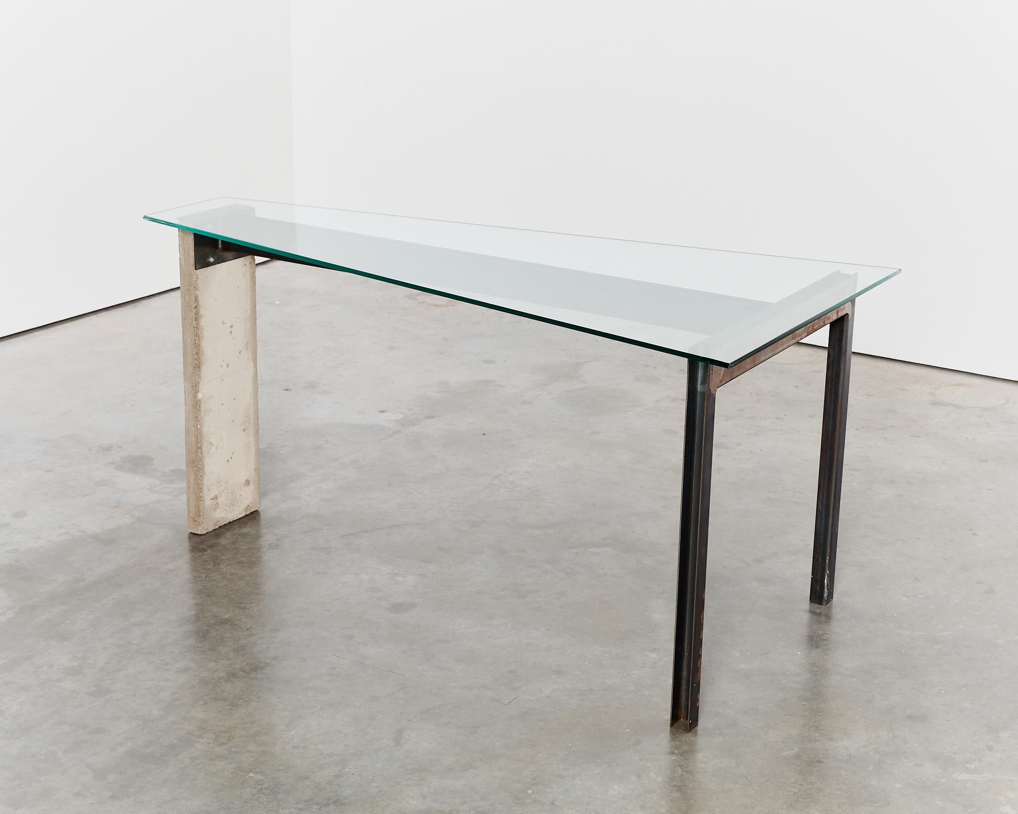 Early edition brutalist concrete steel desk by Jonas Bohlin For Sale 2
