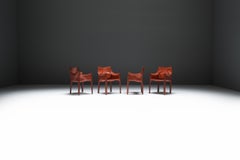 Poltroncine Cab 413 in pelle di Mario Bellini per Cassina, prima edizione