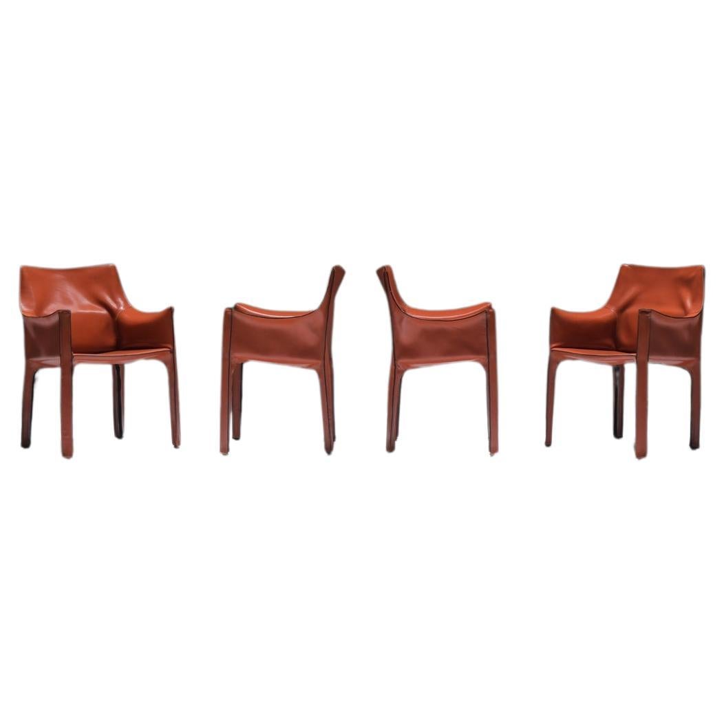 Frühe Ausgabe Cab 413 Sessel aus Leder von Mario Bellini für Cassina Italien