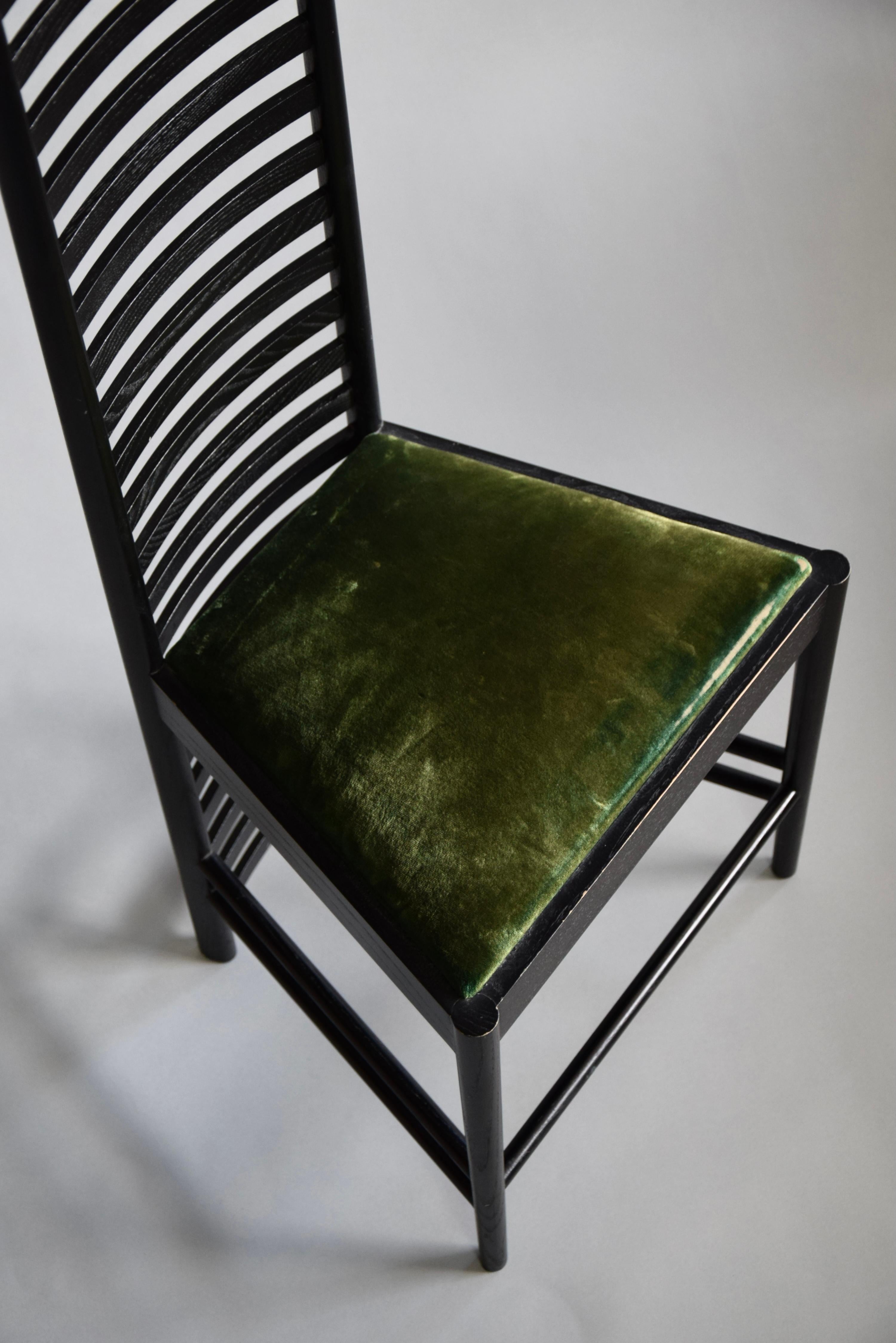 Velvet Early Edition Charles Rennie Mackintosh Hill House Chair by Cassina