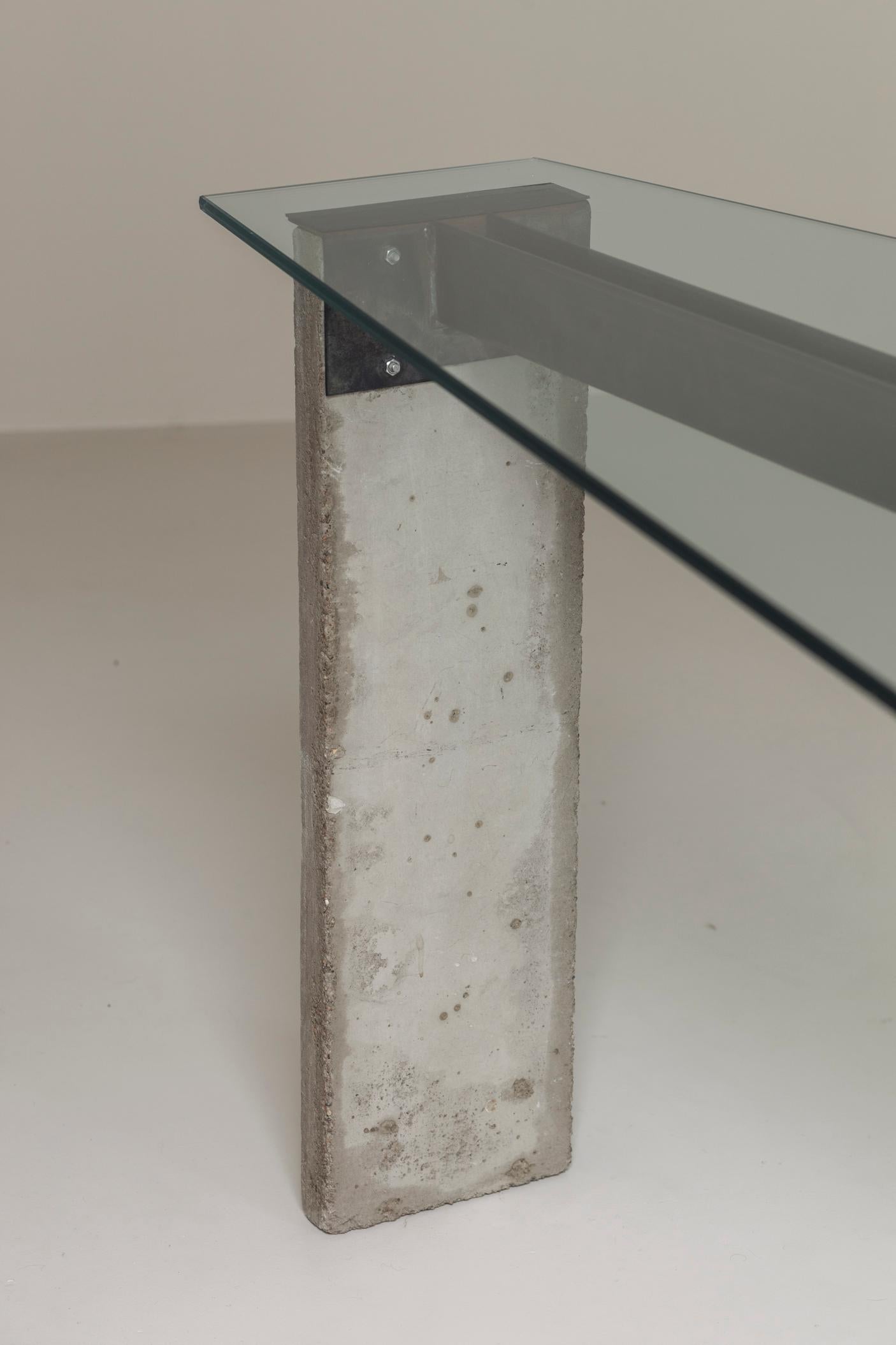 Steel Early edition ‘Concrete’ table by Jonas Bohlin for Källemo, Sweden 1985