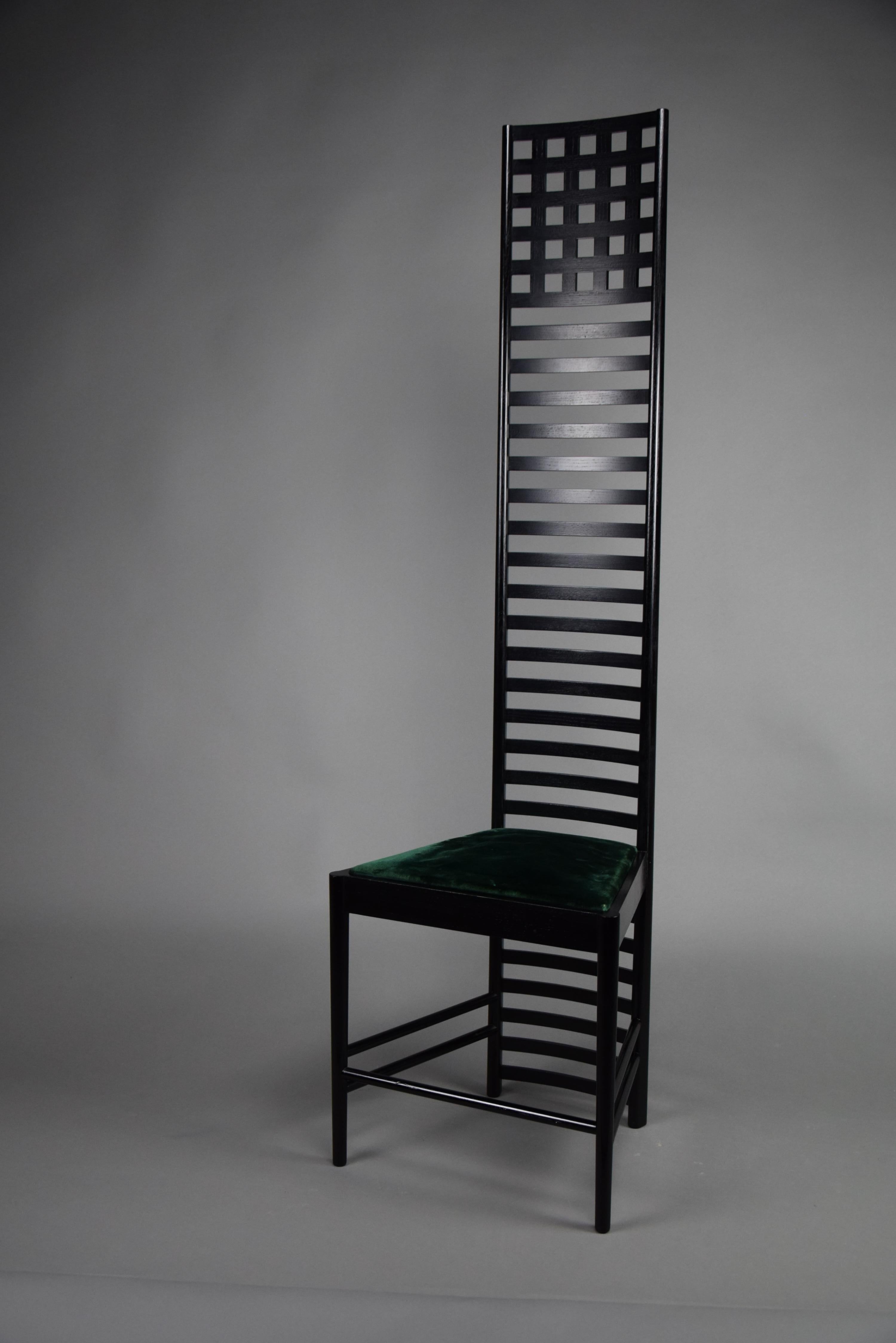  Early Edition Hill House Chair by Charles Rennie Mackintosh for Cassina Italy For Sale 1