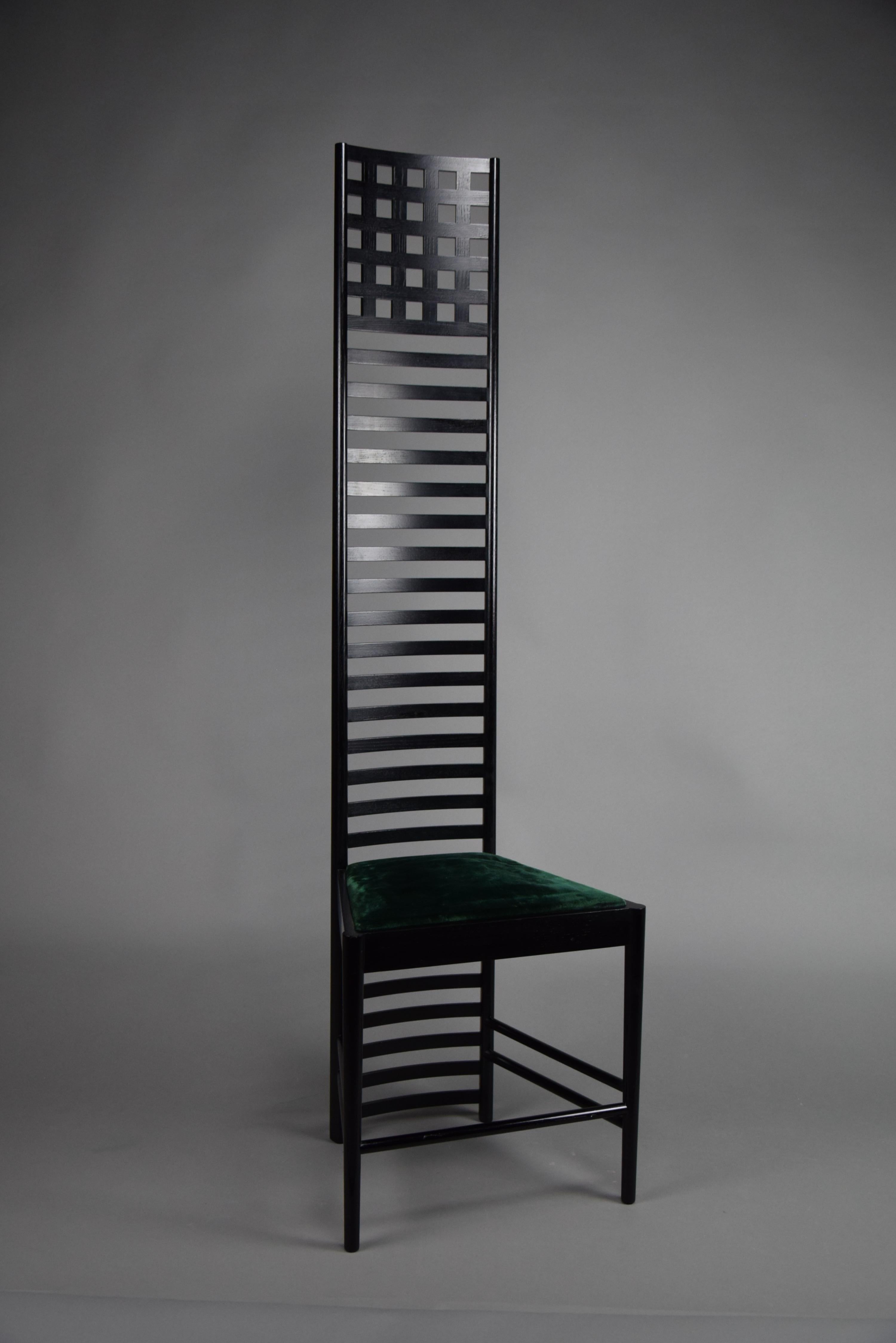 Early Edition Hill House Chair by Charles Rennie Mackintosh for Cassina Italy For Sale 1