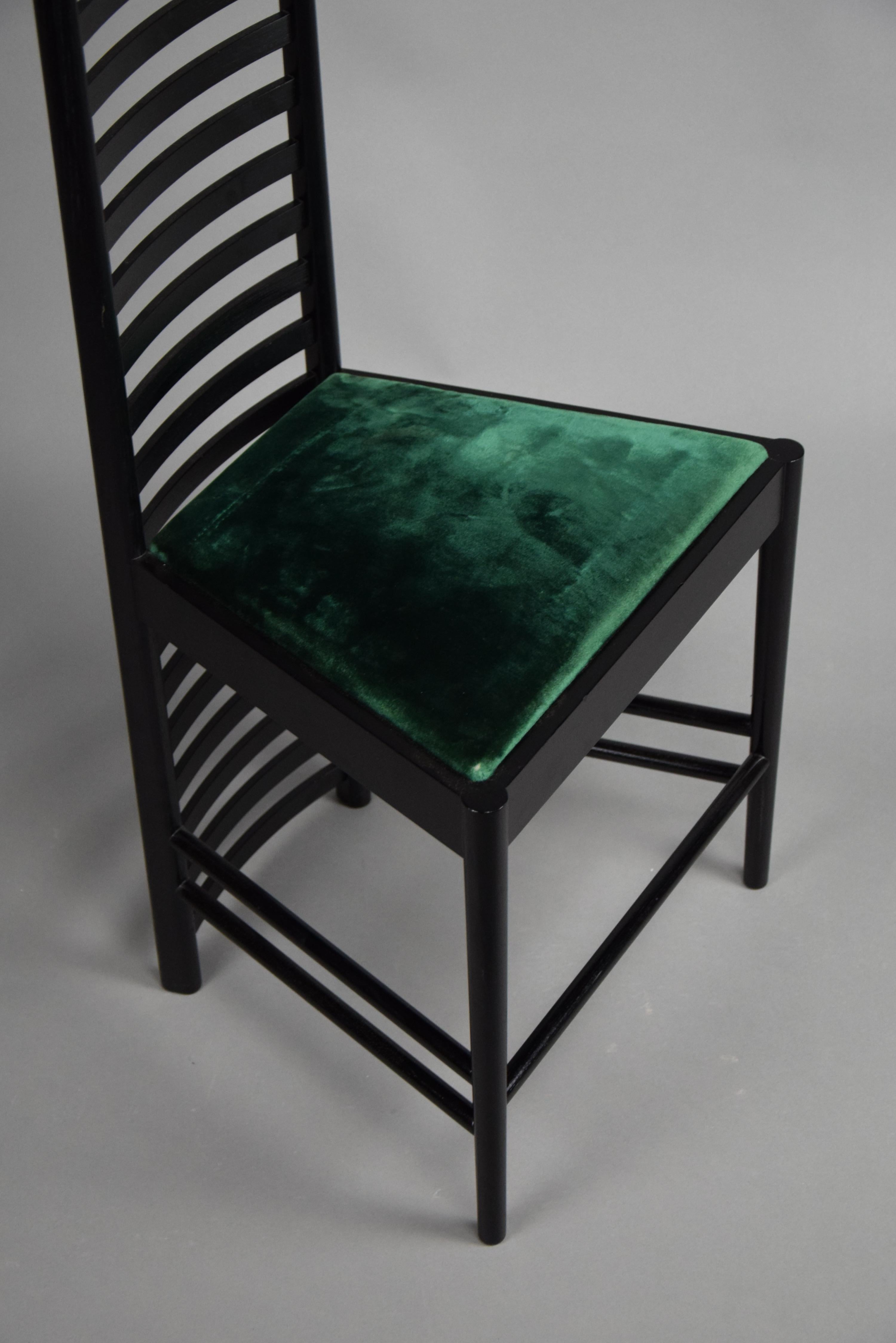 Early Edition Hill House Chair by Charles Rennie Mackintosh for Cassina Italy For Sale 2