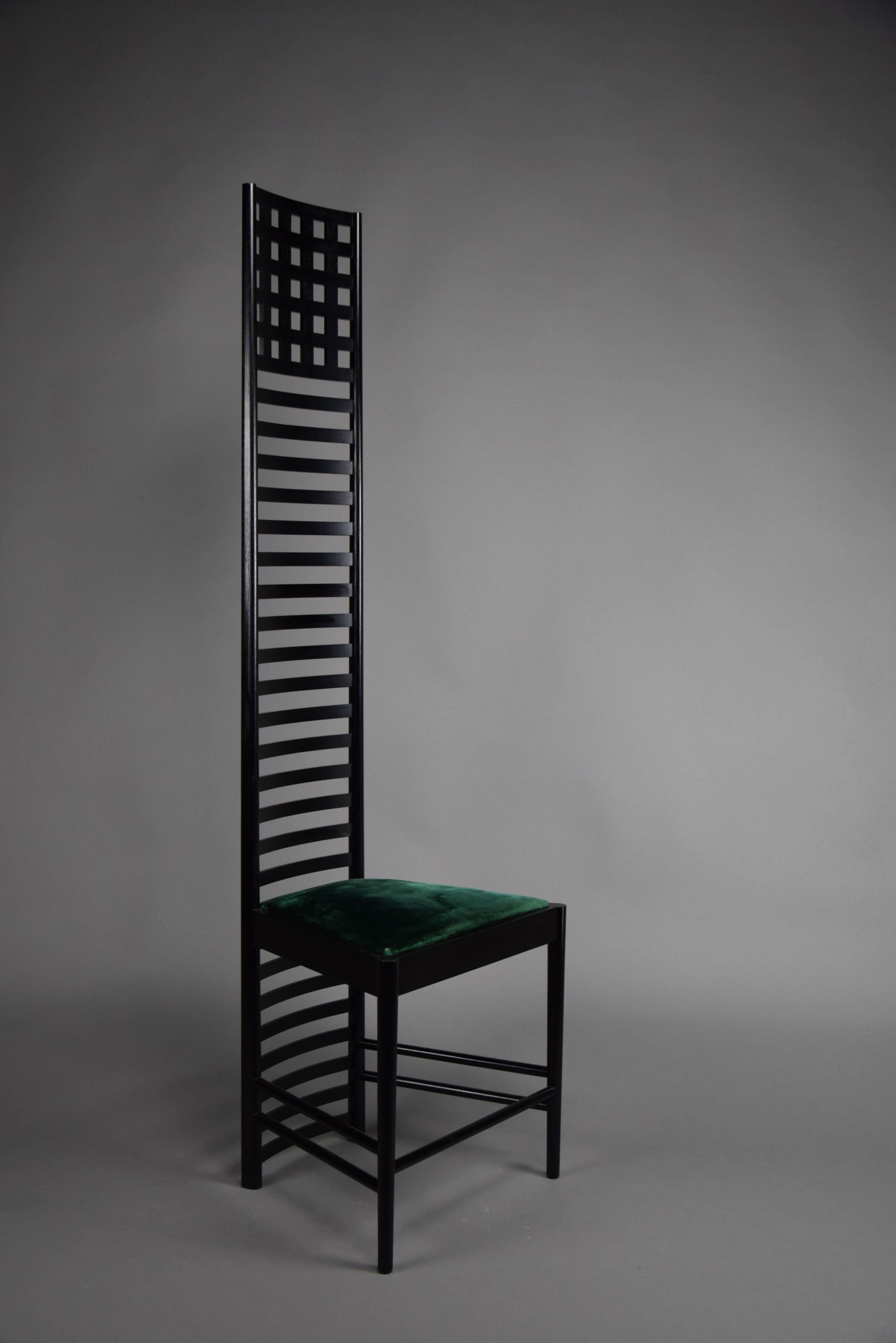 Early Edition Hill House Chair by Charles Rennie Mackintosh for Cassina Italy For Sale 3