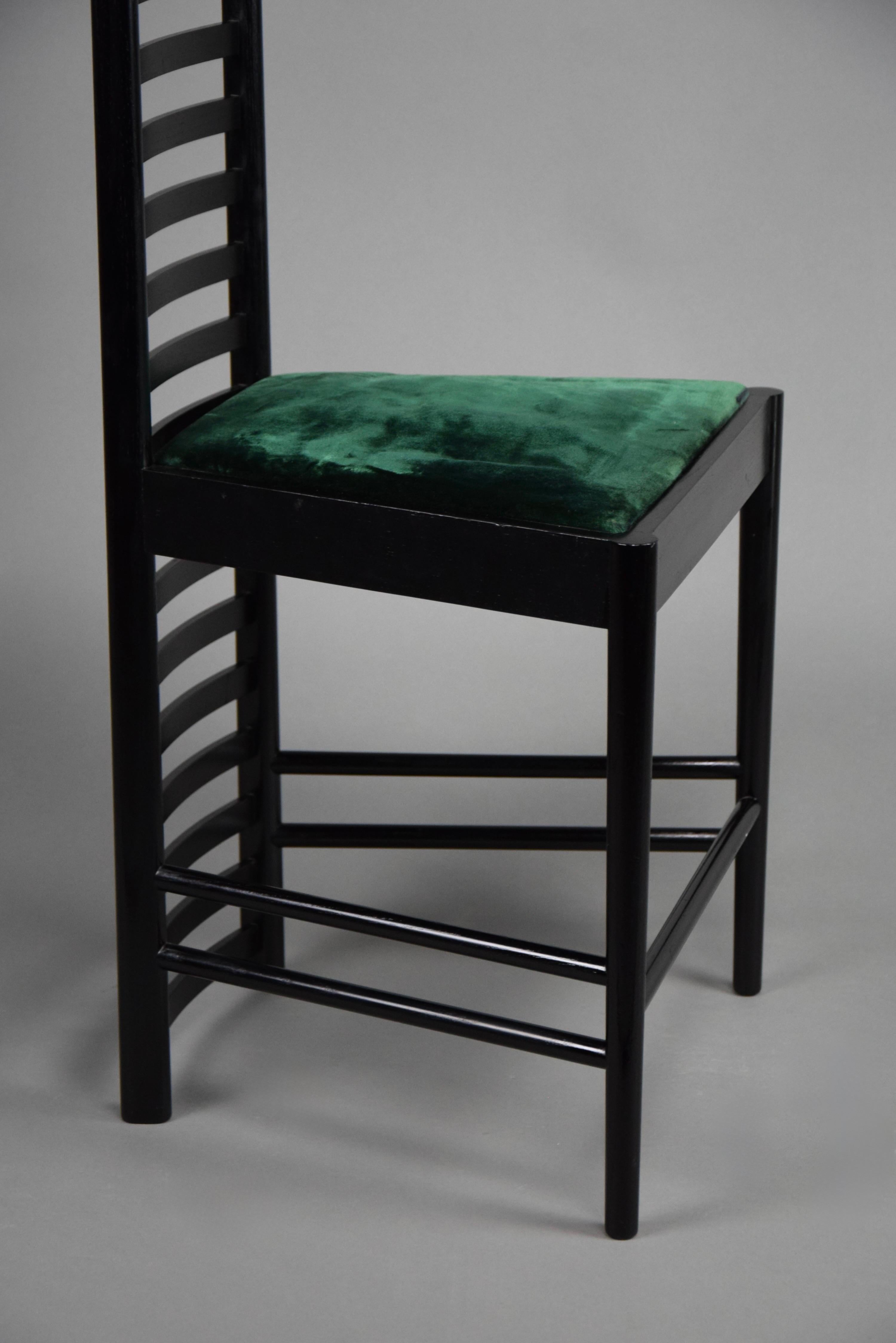 Art Nouveau Early Edition Hill House Chair by Charles Rennie Mackintosh for Cassina Italy For Sale