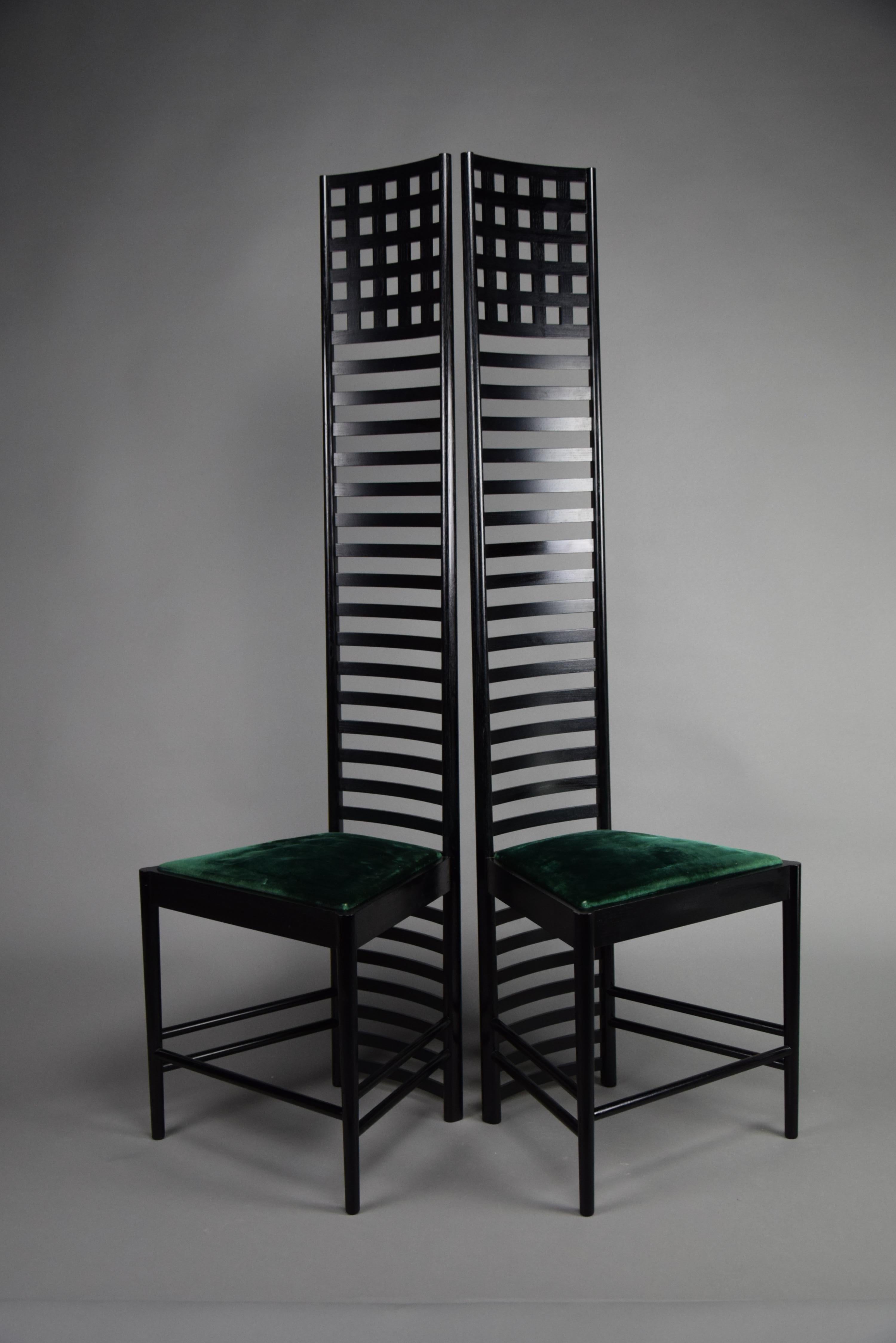Late 20th Century  Early Edition Hill House Chair by Charles Rennie Mackintosh for Cassina Italy For Sale