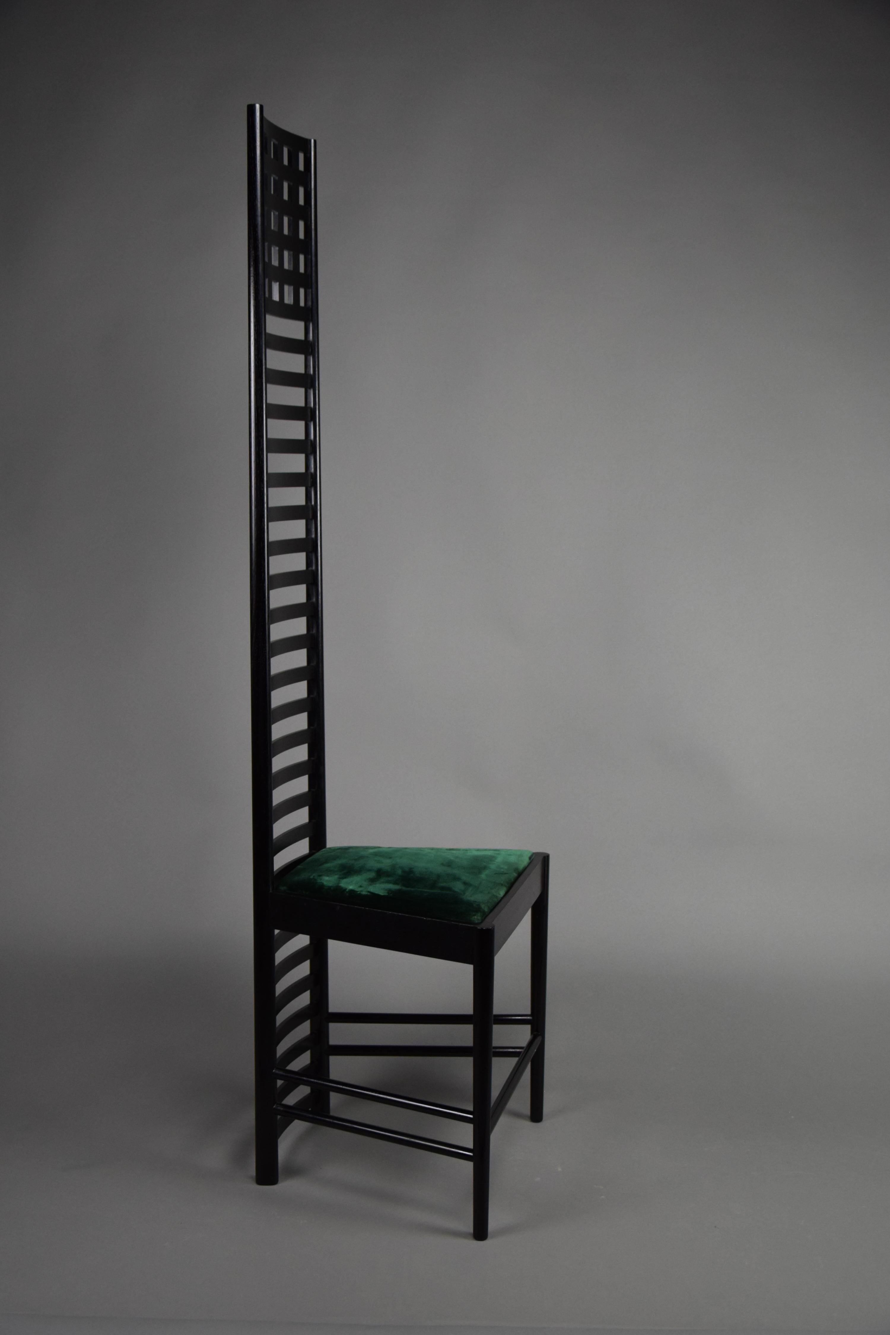 Italian Early Edition Hill House Chair by Charles Rennie Mackintosh for Cassina Italy For Sale