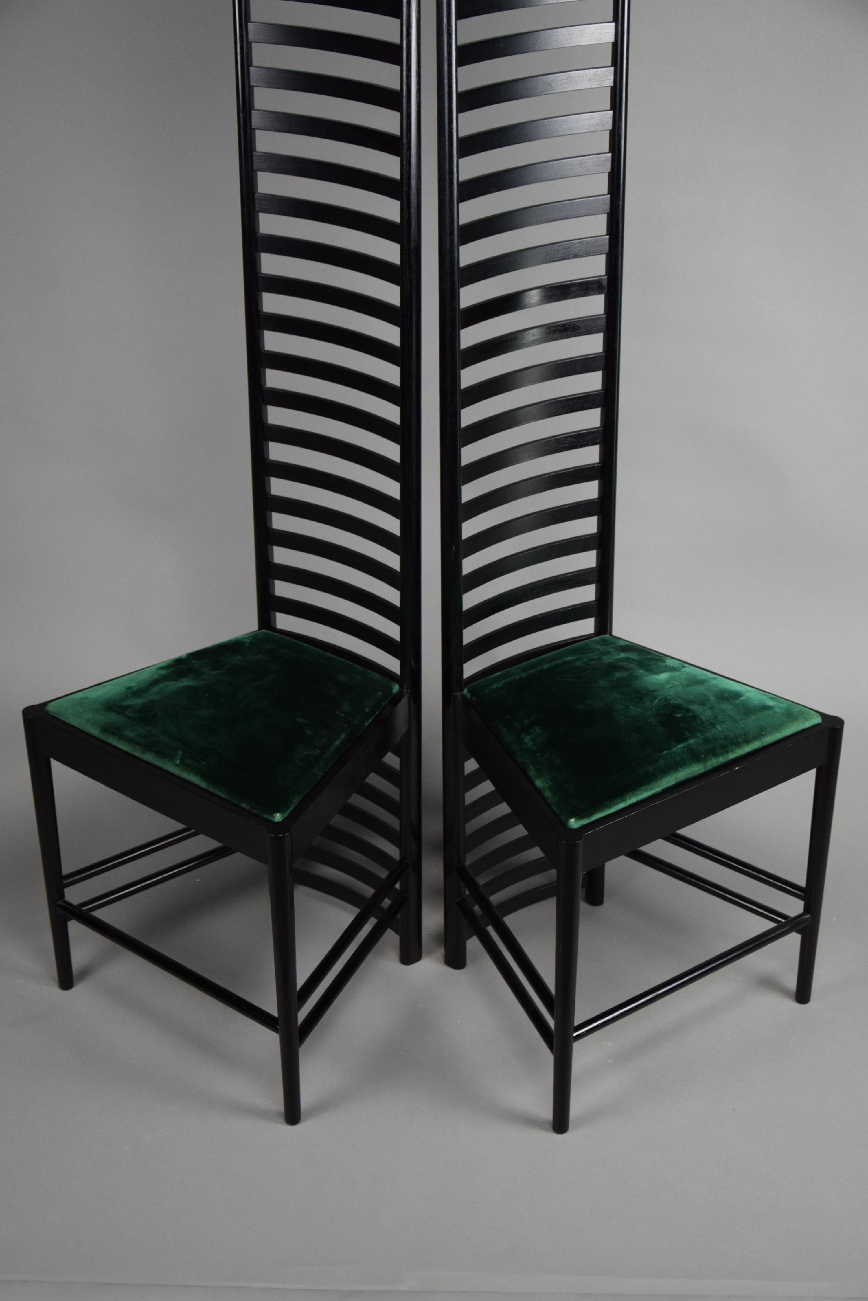Velvet  Early Edition Hill House Chair by Charles Rennie Mackintosh for Cassina Italy For Sale