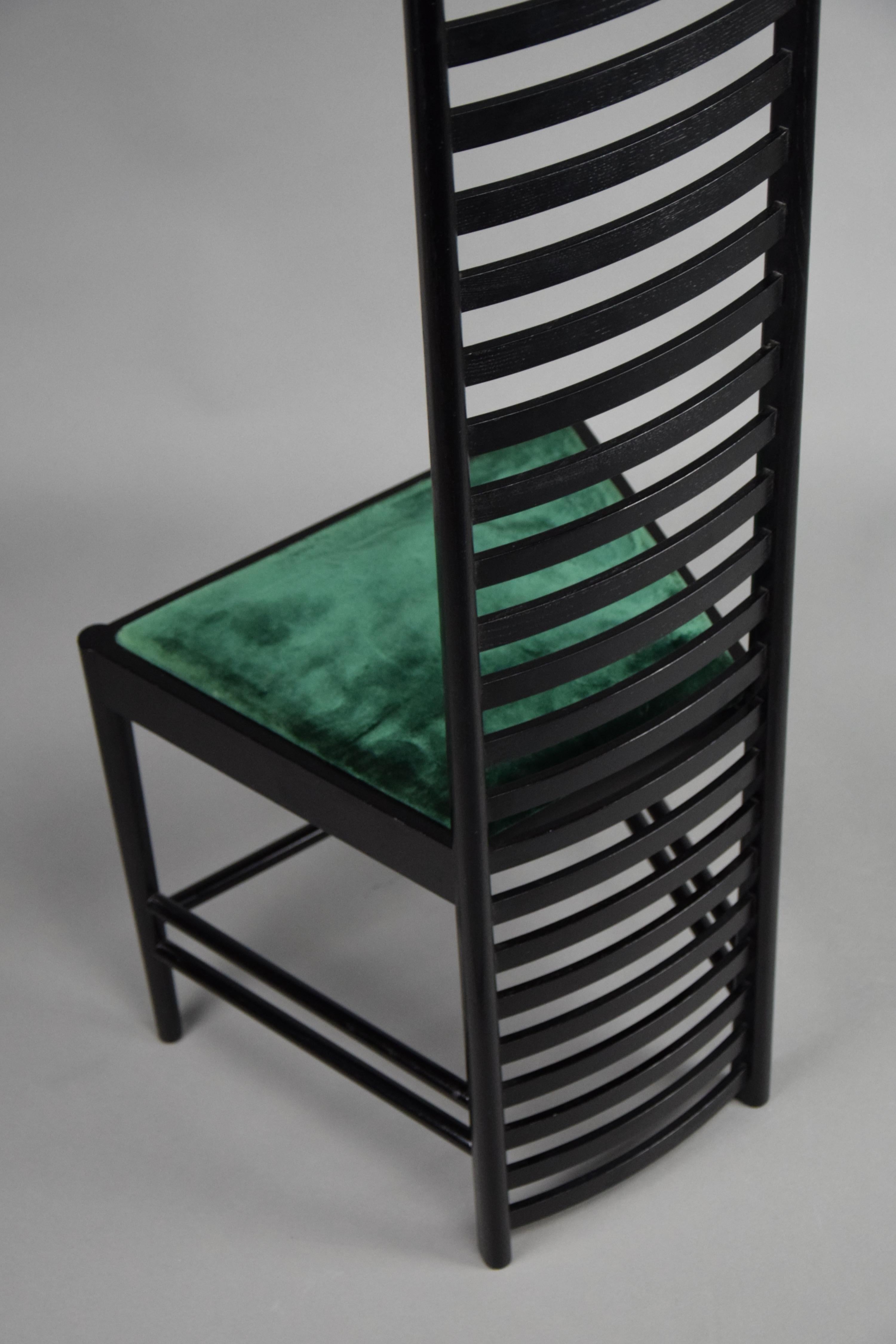Early Edition Hill House Chair by Charles Rennie Mackintosh for Cassina Italy In Good Condition For Sale In Weesp, NL