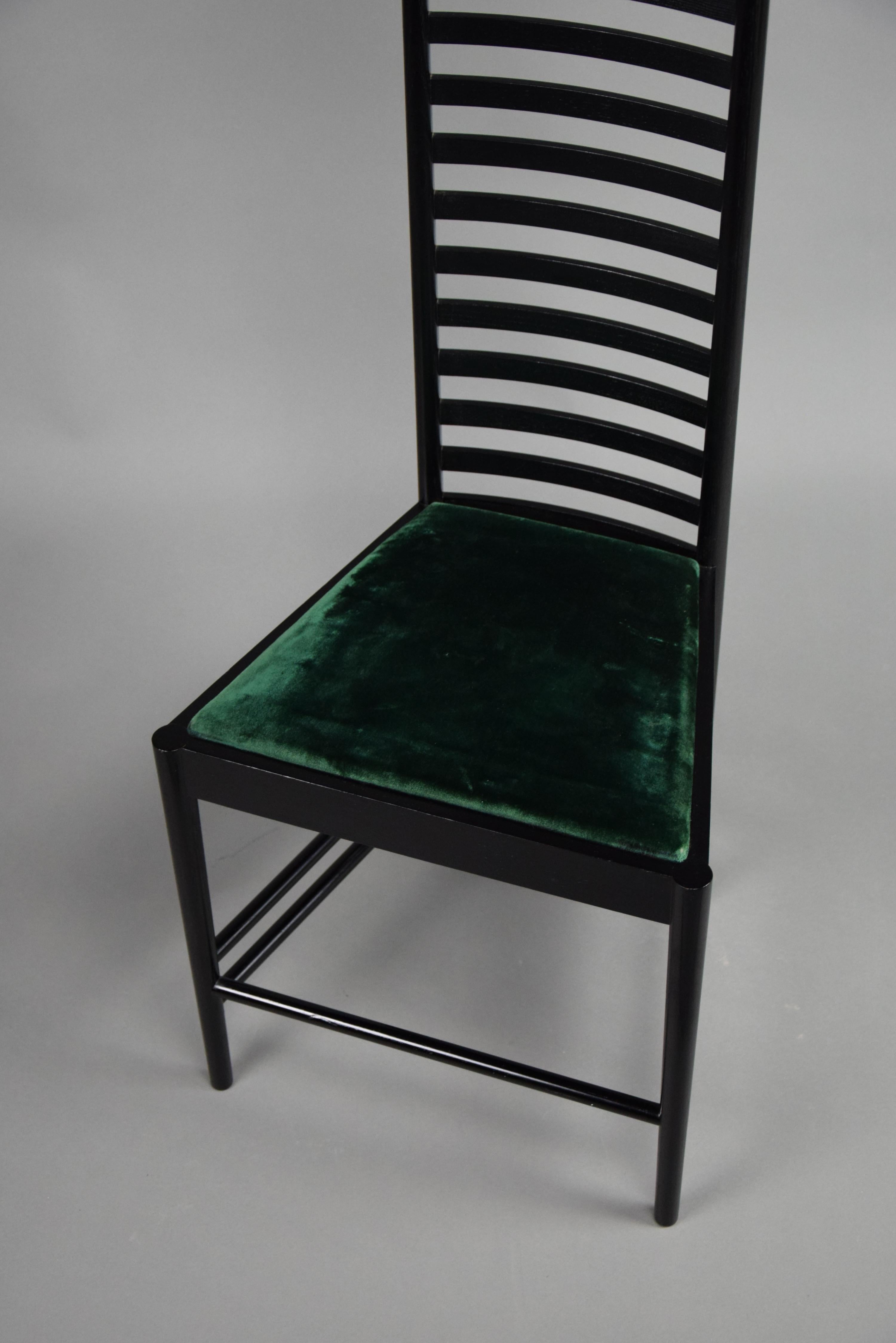 Velvet Early Edition Hill House Chair by Charles Rennie Mackintosh for Cassina Italy For Sale
