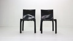 Early Edition Mario Bellini "Cab-412" Set of 2 Leather Chairs for Cassina, 1970