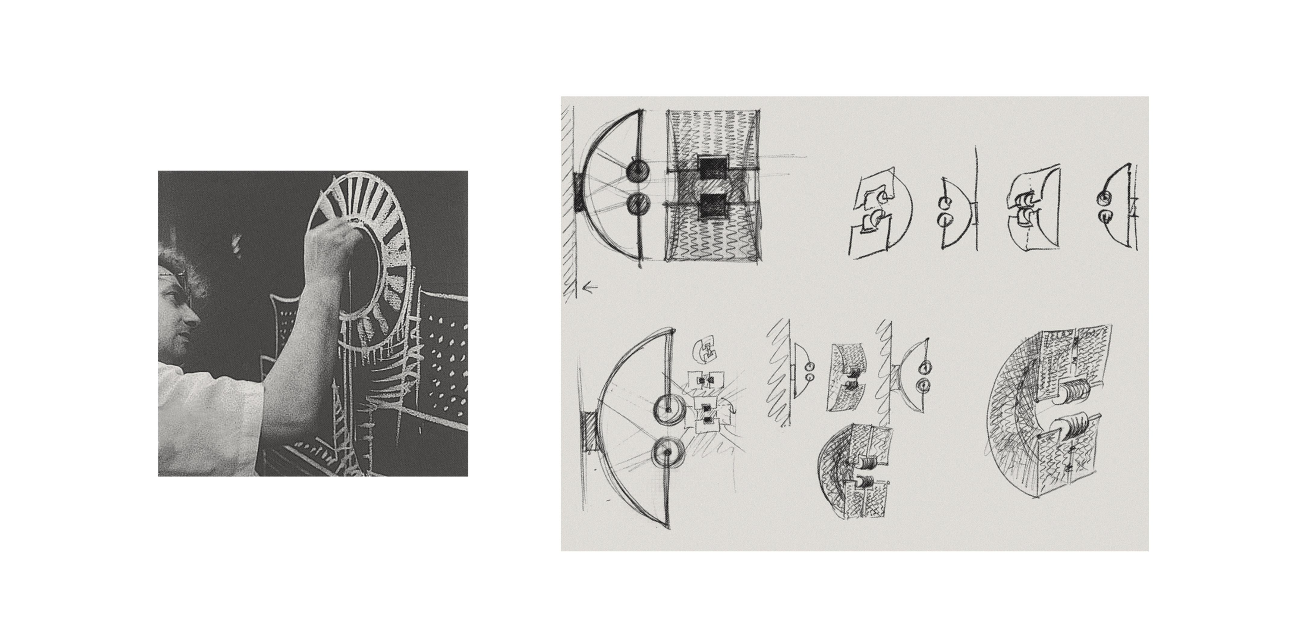 Post-Modern Early Edition Mario Botta Black&White 'Fidia' Wall Applique Artemide Italy, 1986 For Sale