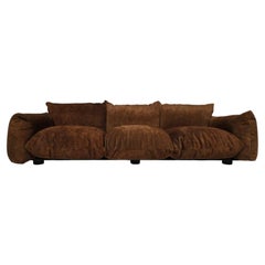 Early Edition Mario Marenco 3-seater sofa in dark cognac suede, Arflex, 1970s
