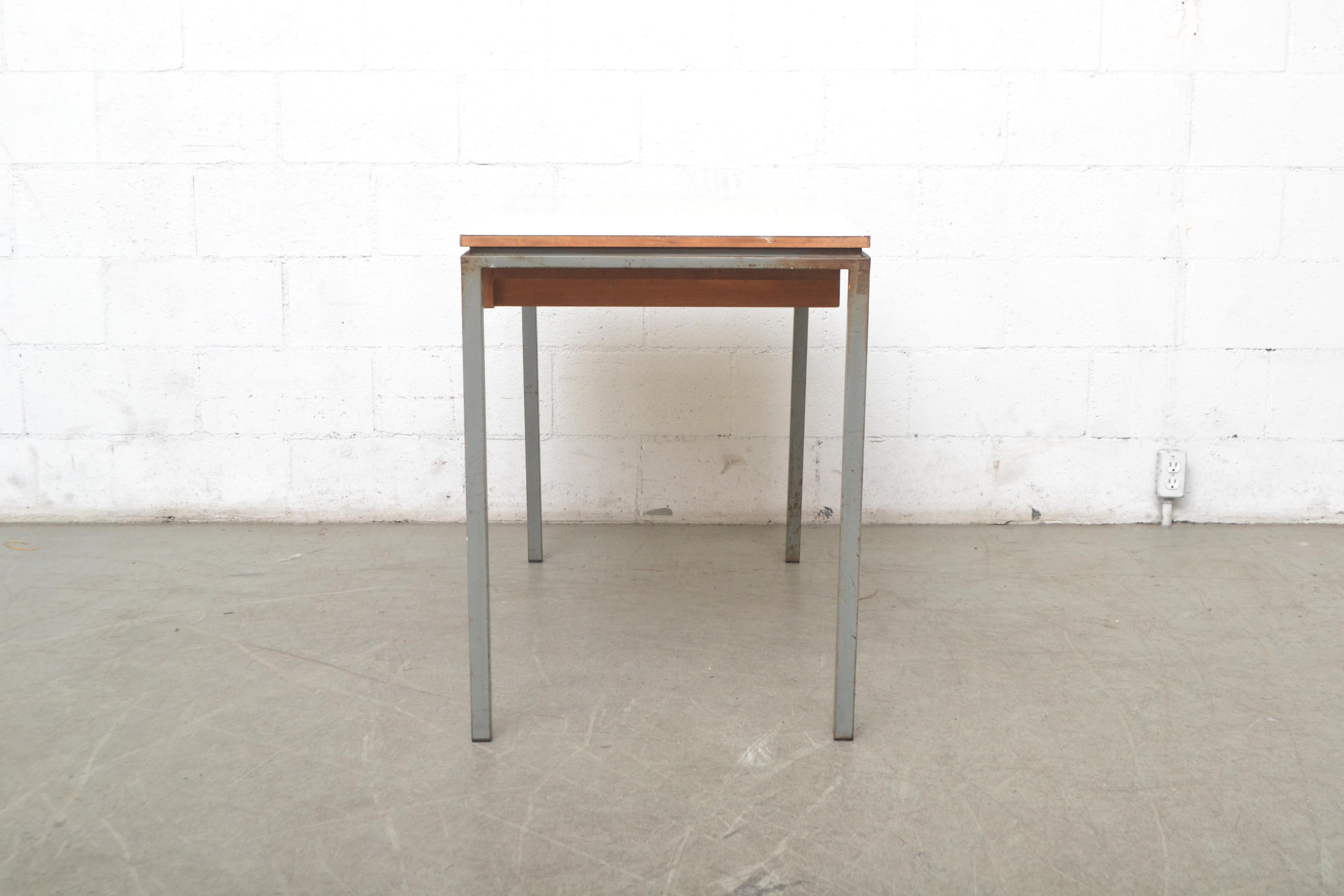 Enameled Early Edition Marko Industrial Metal Table and Stool Set