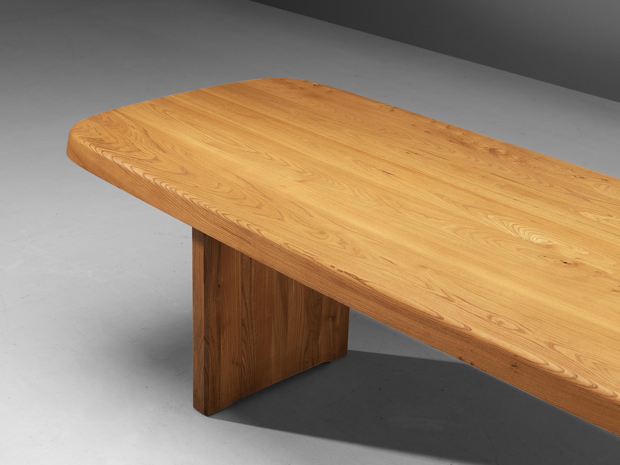 Early Pierre Chapo 'T20A' Dining Table in Solid Elm 1