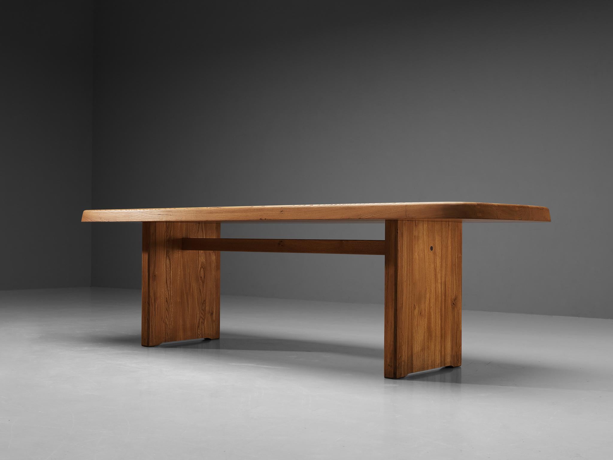 Early Pierre Chapo 'T20A' Dining Table in Solid Elm 2