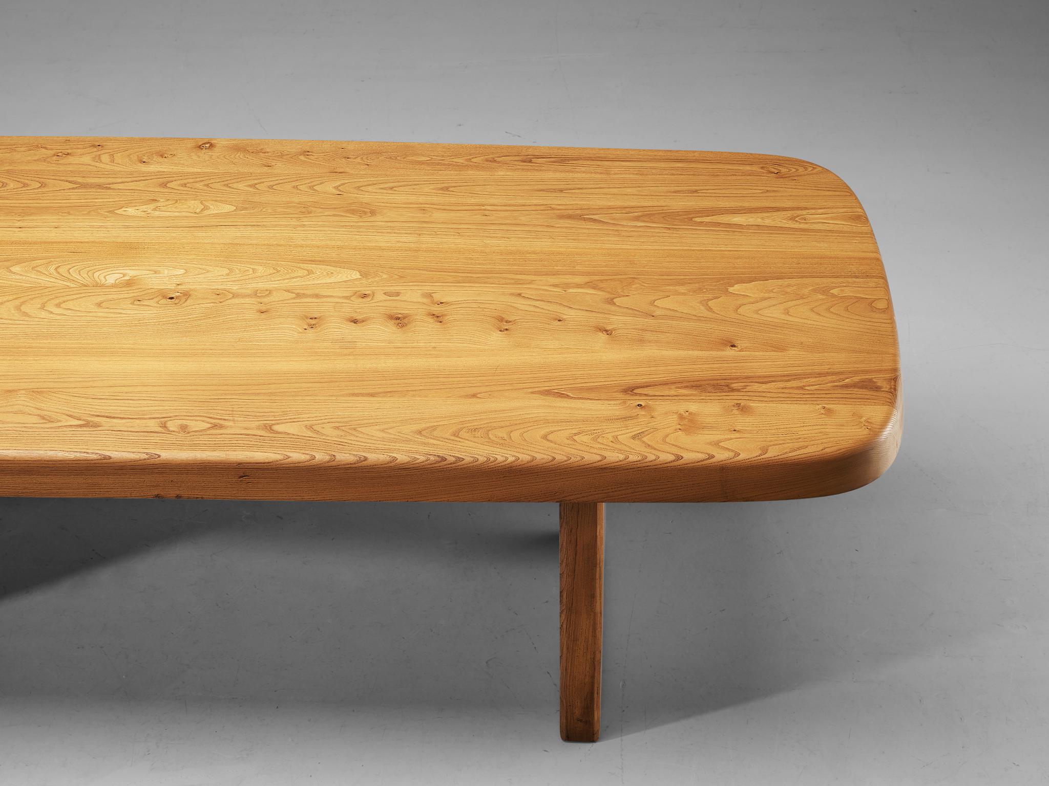 Early Pierre Chapo 'T20A' Dining Table in Solid Elm 3