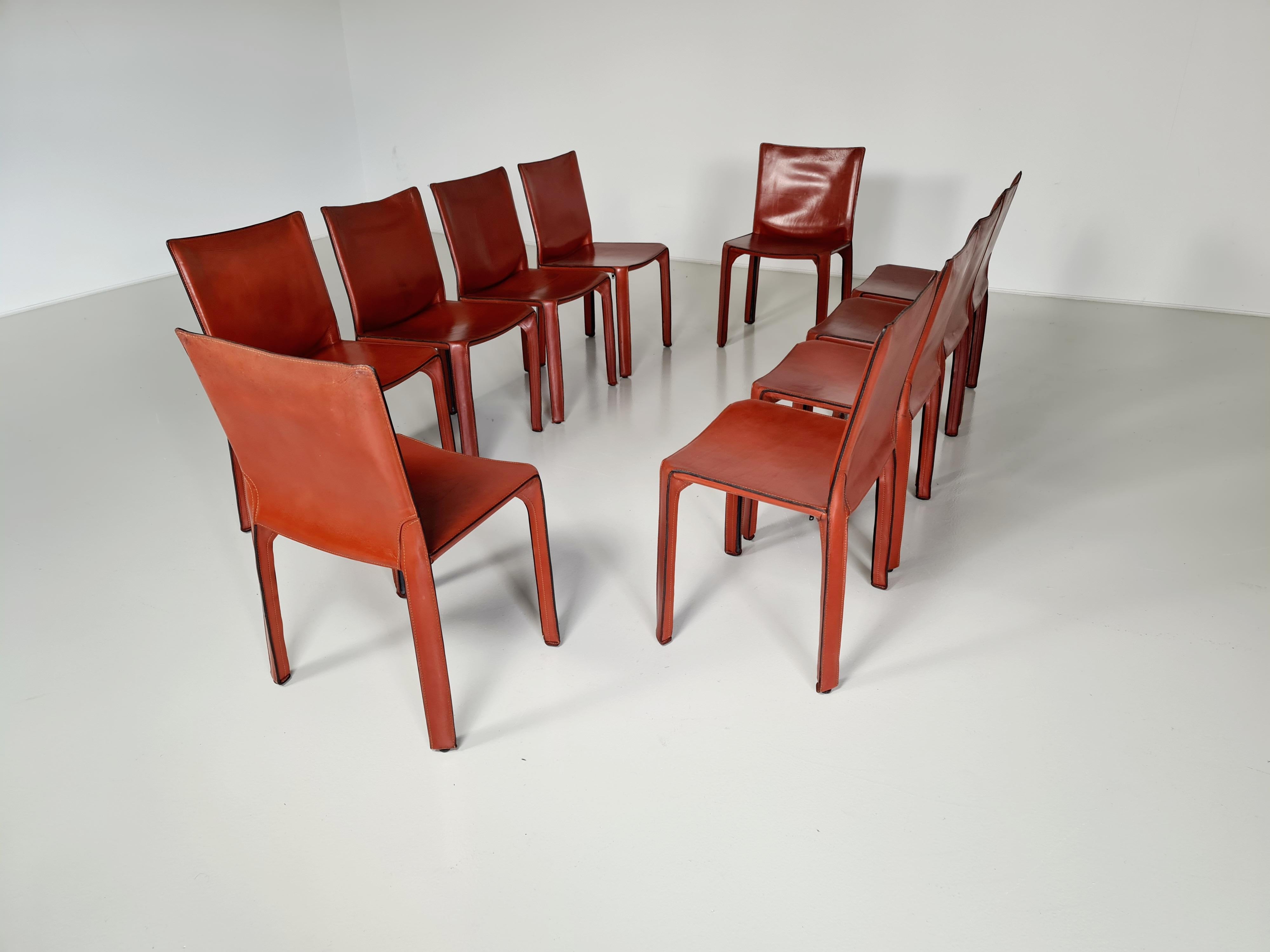 Late 20th Century Early Edition Set of 10 CAB 412 Chairs by Mario Bellini for Cassina, 1970