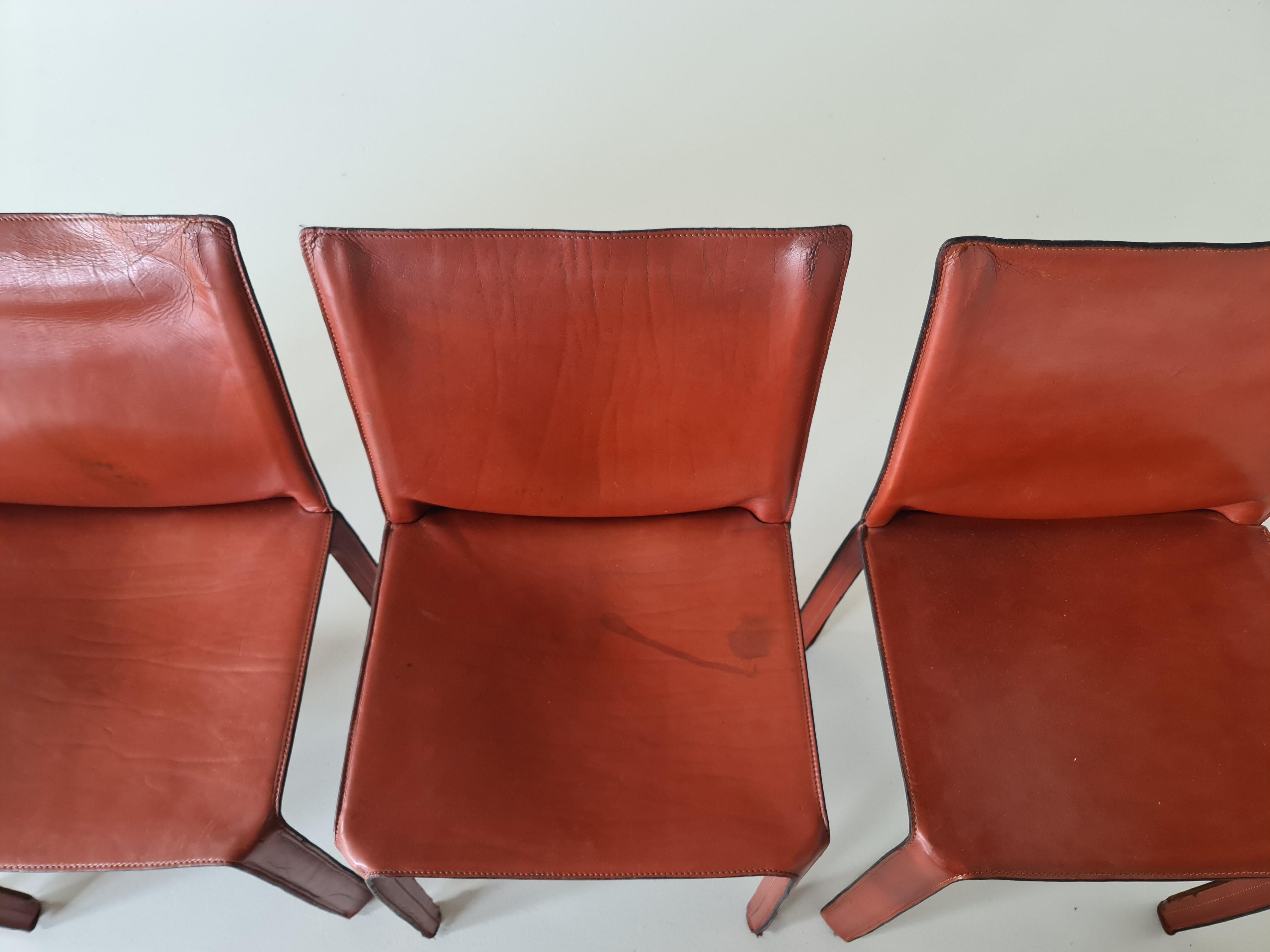 Leather Early Edition Set of 10 CAB 412 Chairs by Mario Bellini for Cassina, 1970