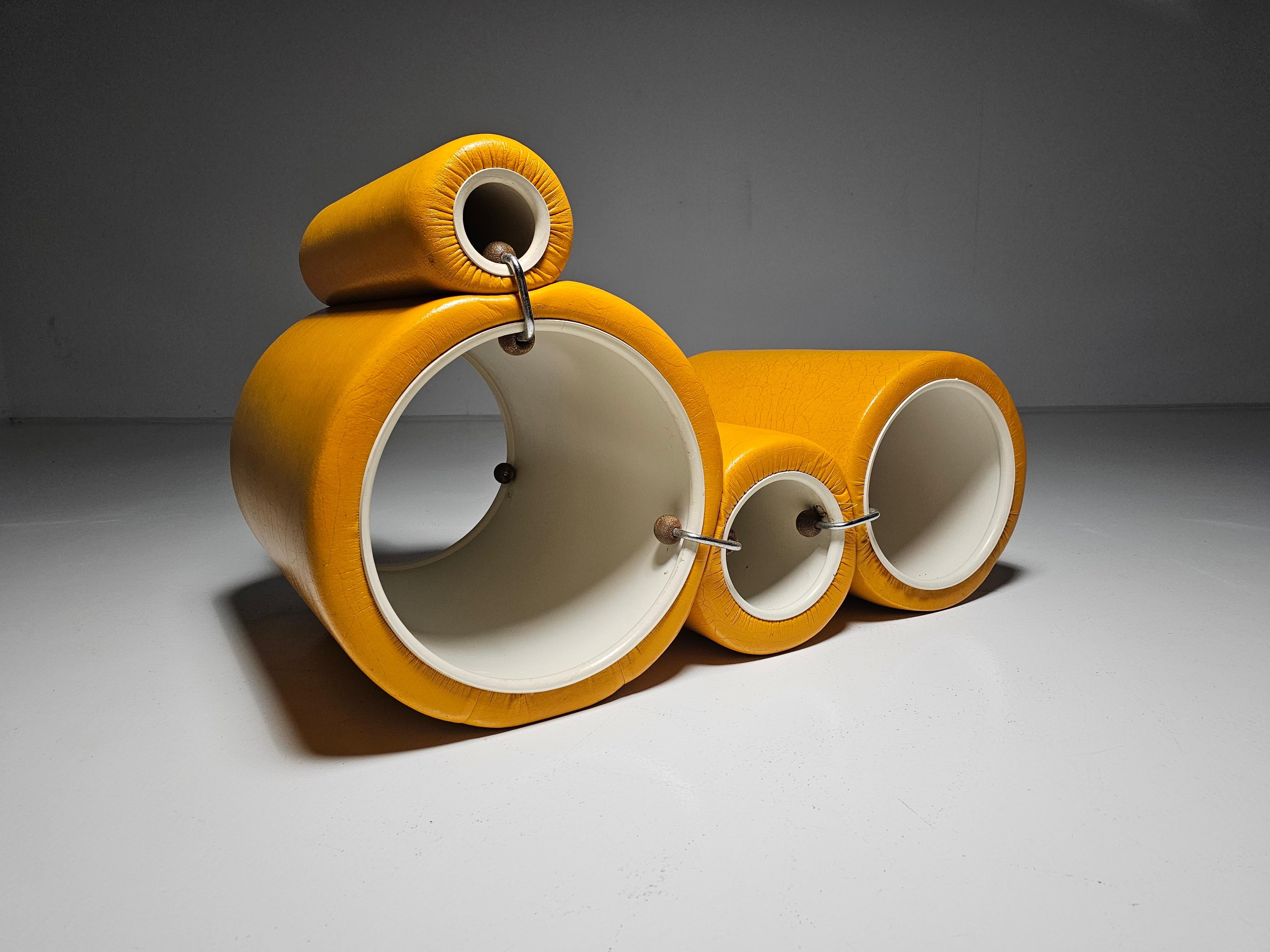 Steel Early edition 'Tube Chair' designed by by Joe Colombo for Flexform, 1960s