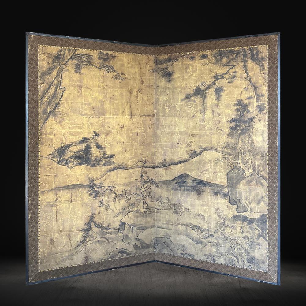Early Edo Period Chinese-Inspired Screen (Blattgold) im Angebot