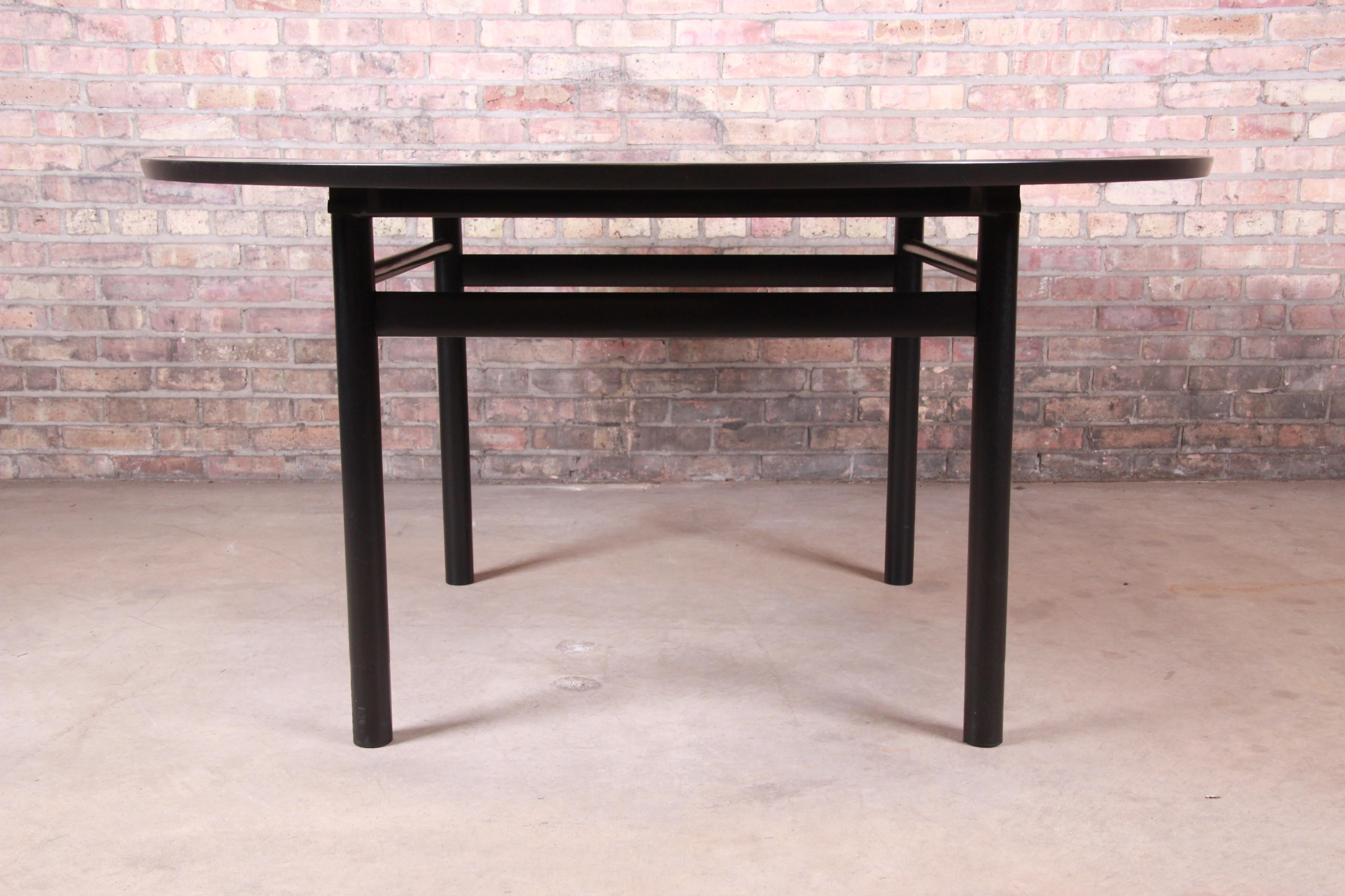 Early Edward Wormley for Dunbar Ebonized Extension Dining Table, Newly Restored 3