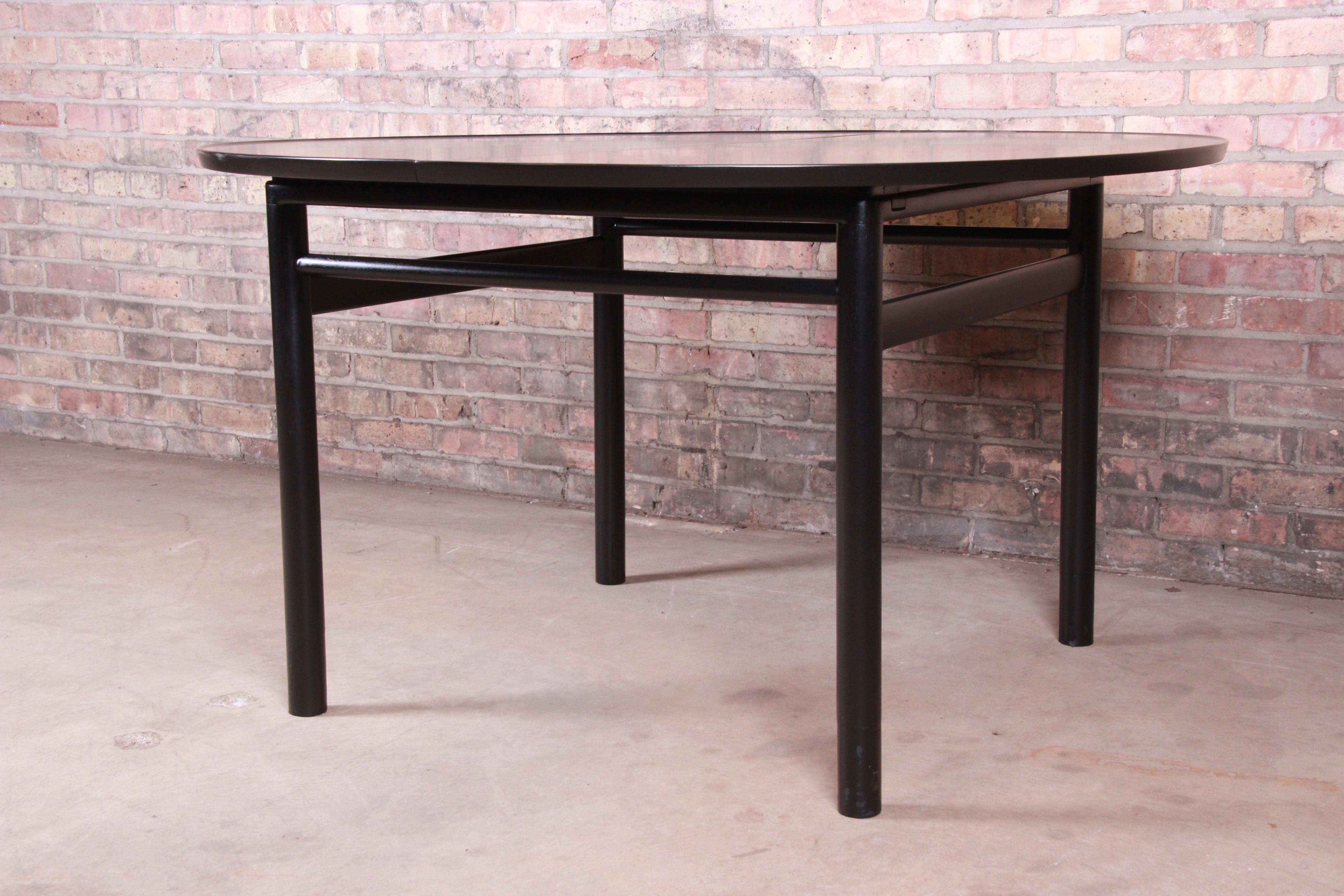 American Early Edward Wormley for Dunbar Ebonized Extension Dining Table, Newly Restored