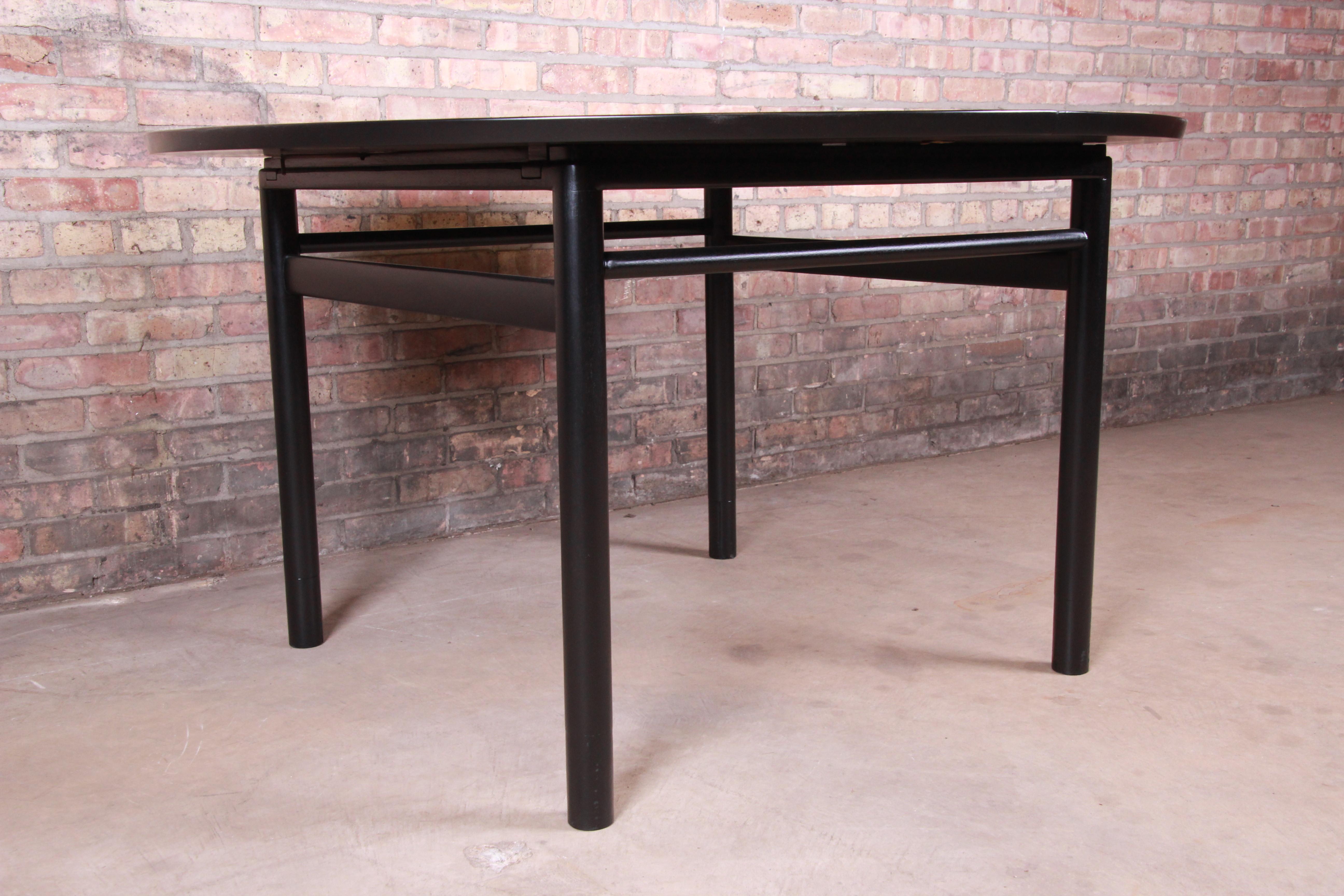 Early Edward Wormley for Dunbar Ebonized Extension Dining Table, Newly Restored In Good Condition In South Bend, IN