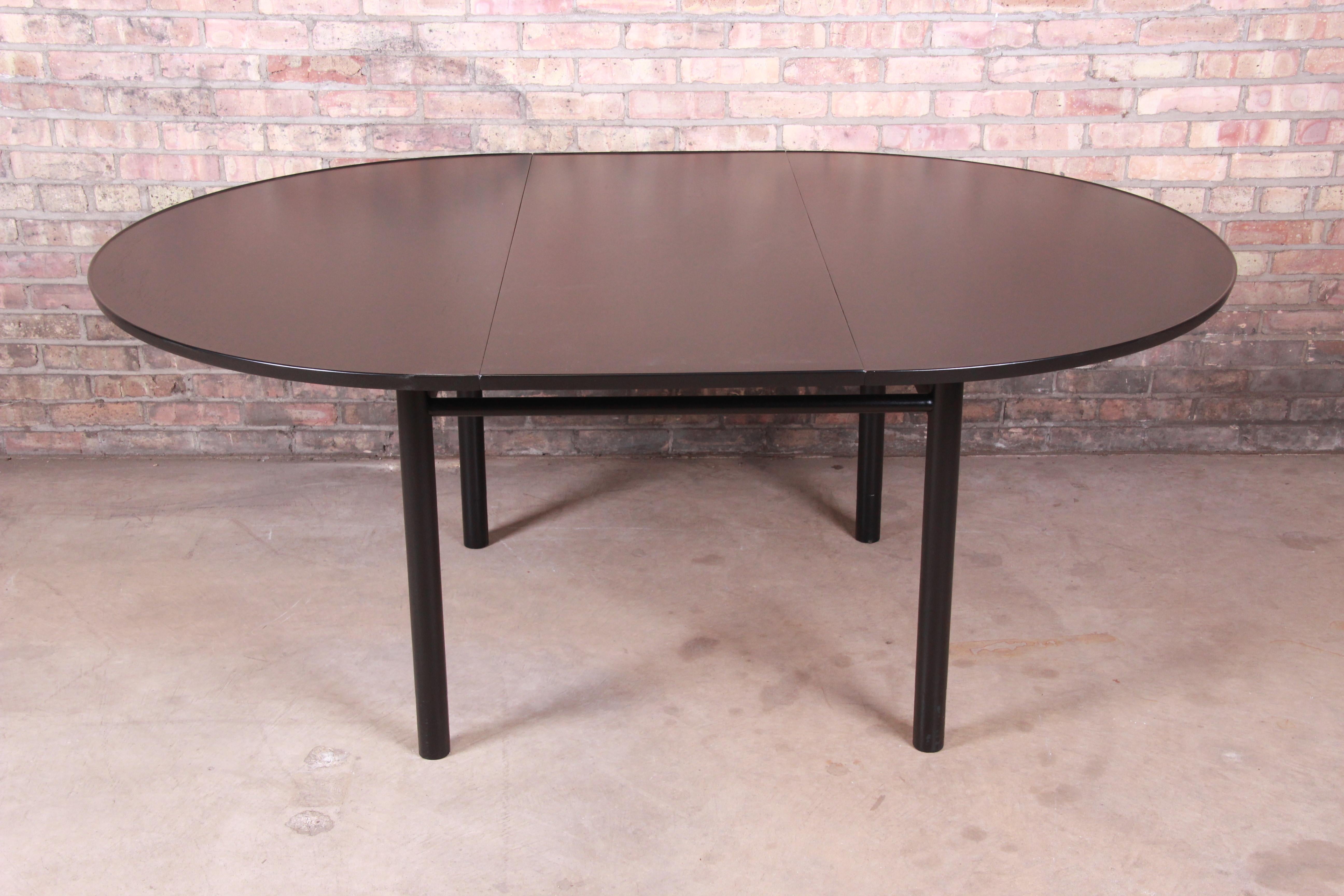 Early Edward Wormley for Dunbar Ebonized Extension Dining Table, Newly Restored 1