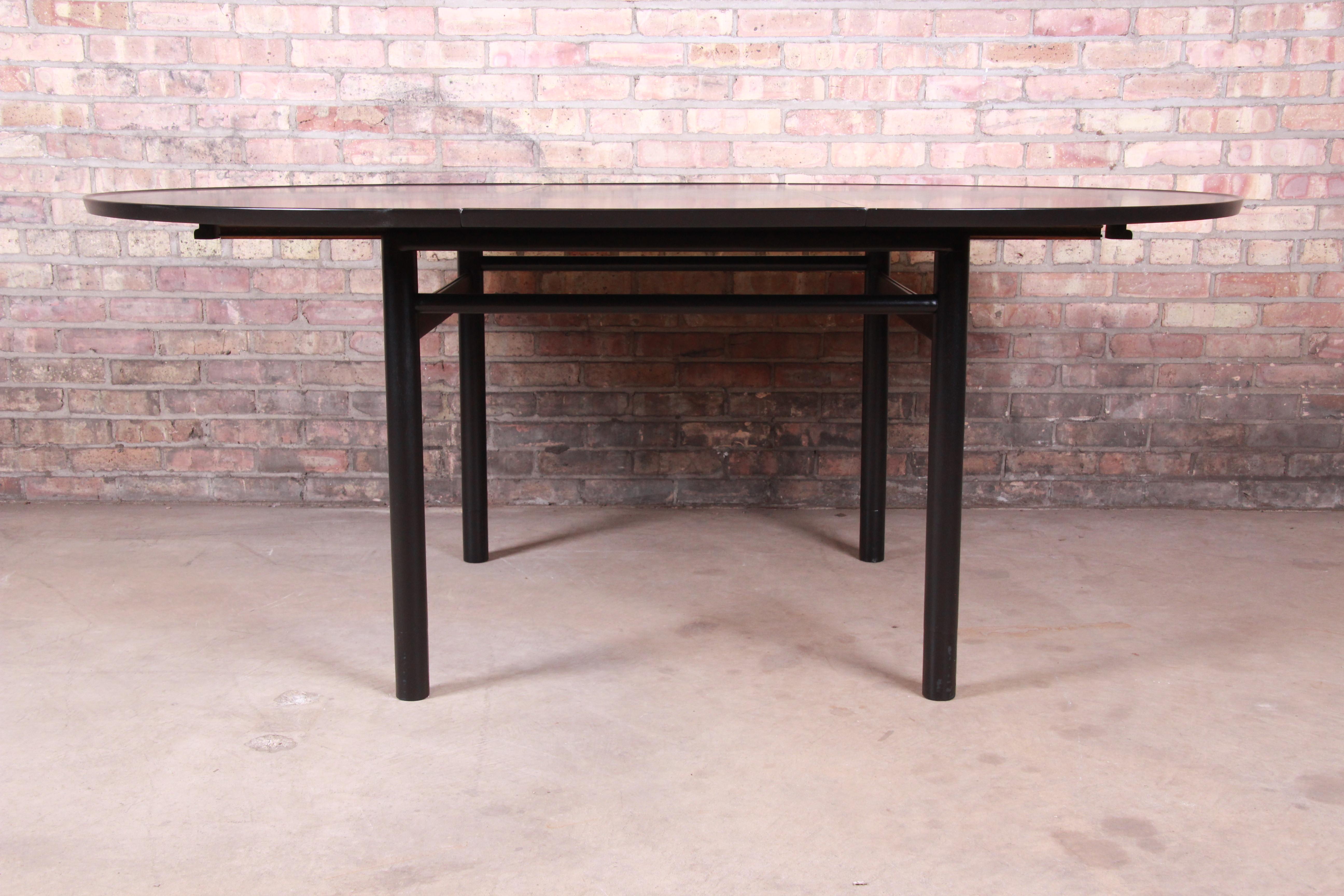 Early Edward Wormley for Dunbar Ebonized Extension Dining Table, Newly Restored 2